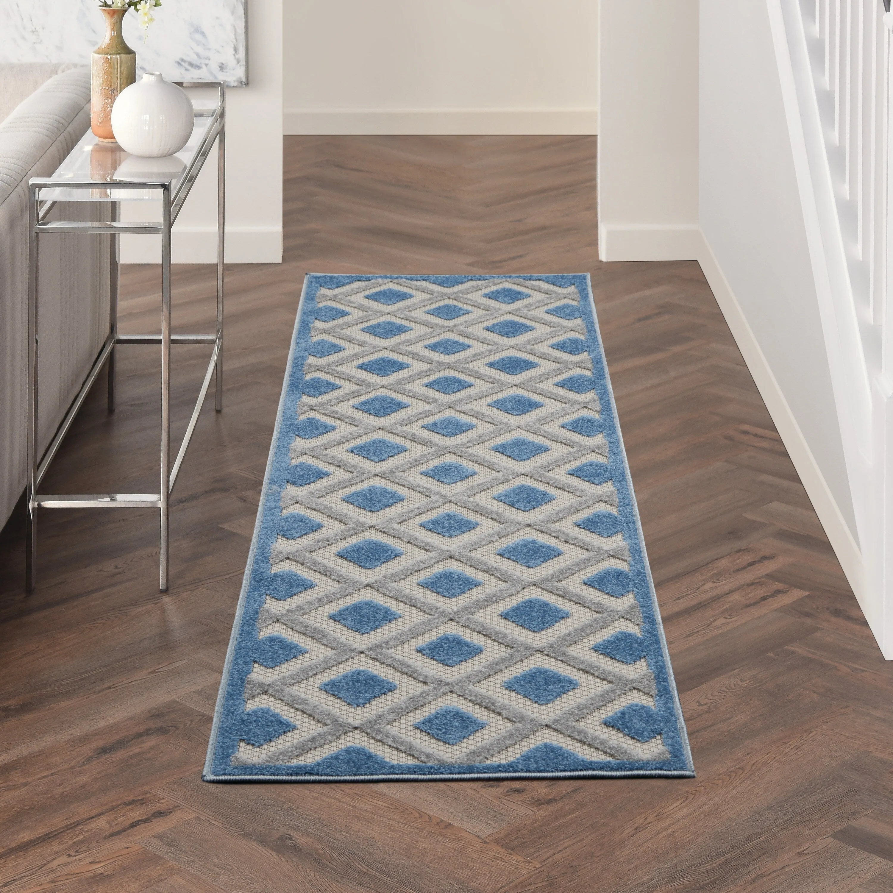 Nourison Aloha Indoor/Outdoor Modern Geometric Diamond Area Rug