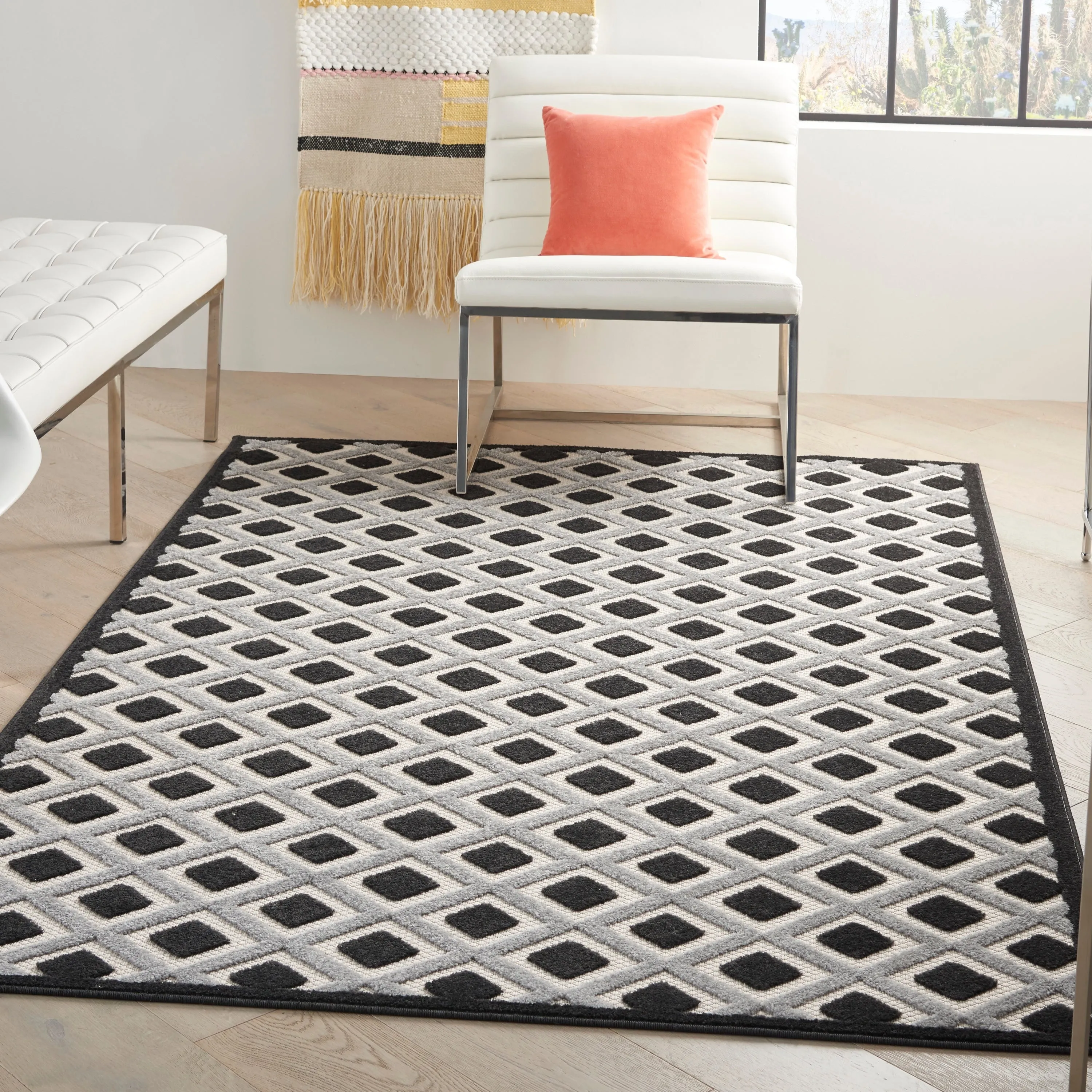 Nourison Aloha Indoor/Outdoor Modern Geometric Diamond Area Rug