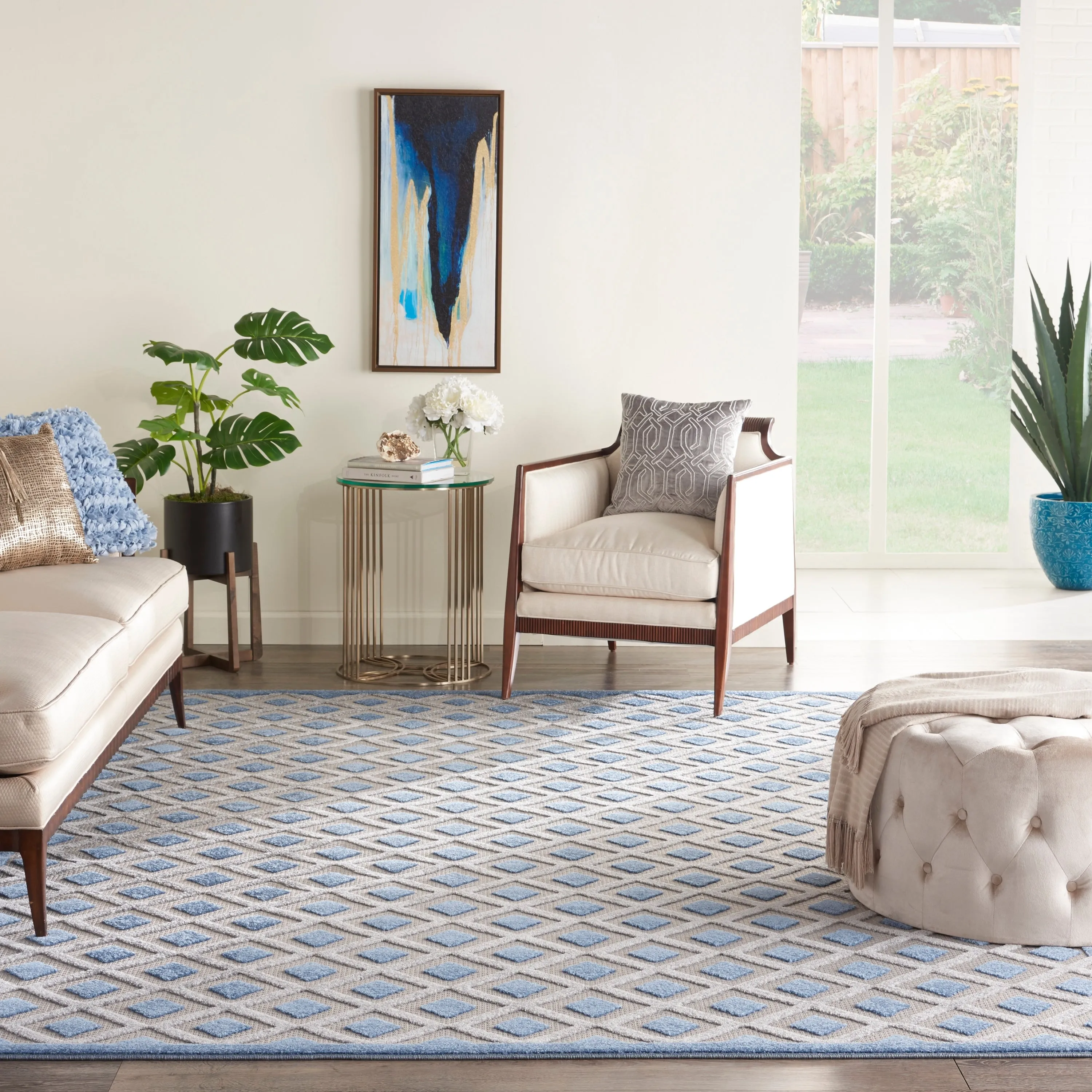Nourison Aloha Indoor/Outdoor Modern Geometric Diamond Area Rug