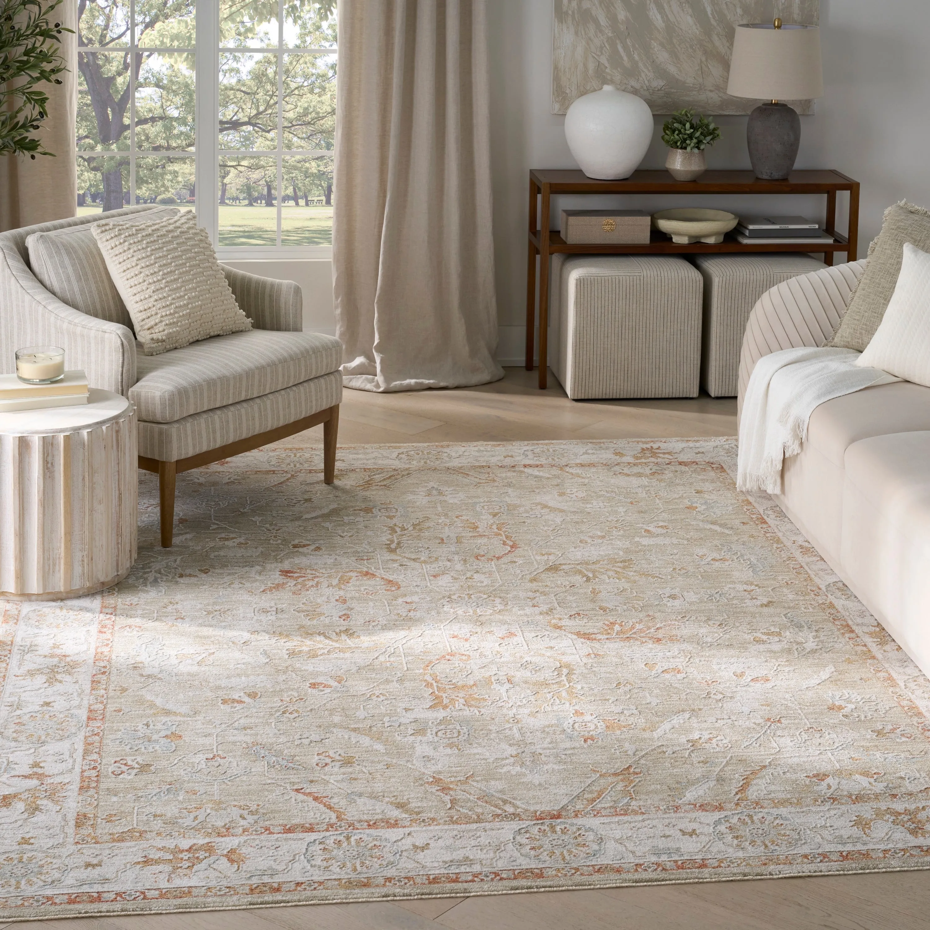 Nourison Asher Indoor only Persian Floral Medallion Area Rug
