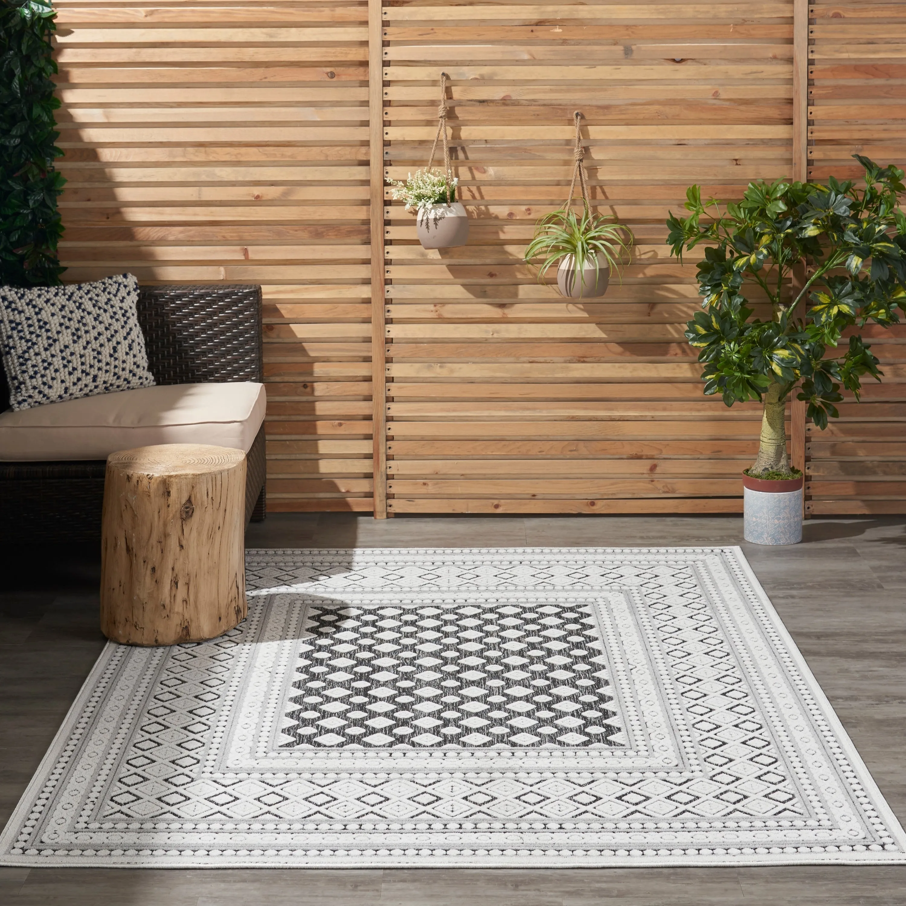 Nourison Calobra Moroccan Tile Bordered Indoor Outdoor Area Rug