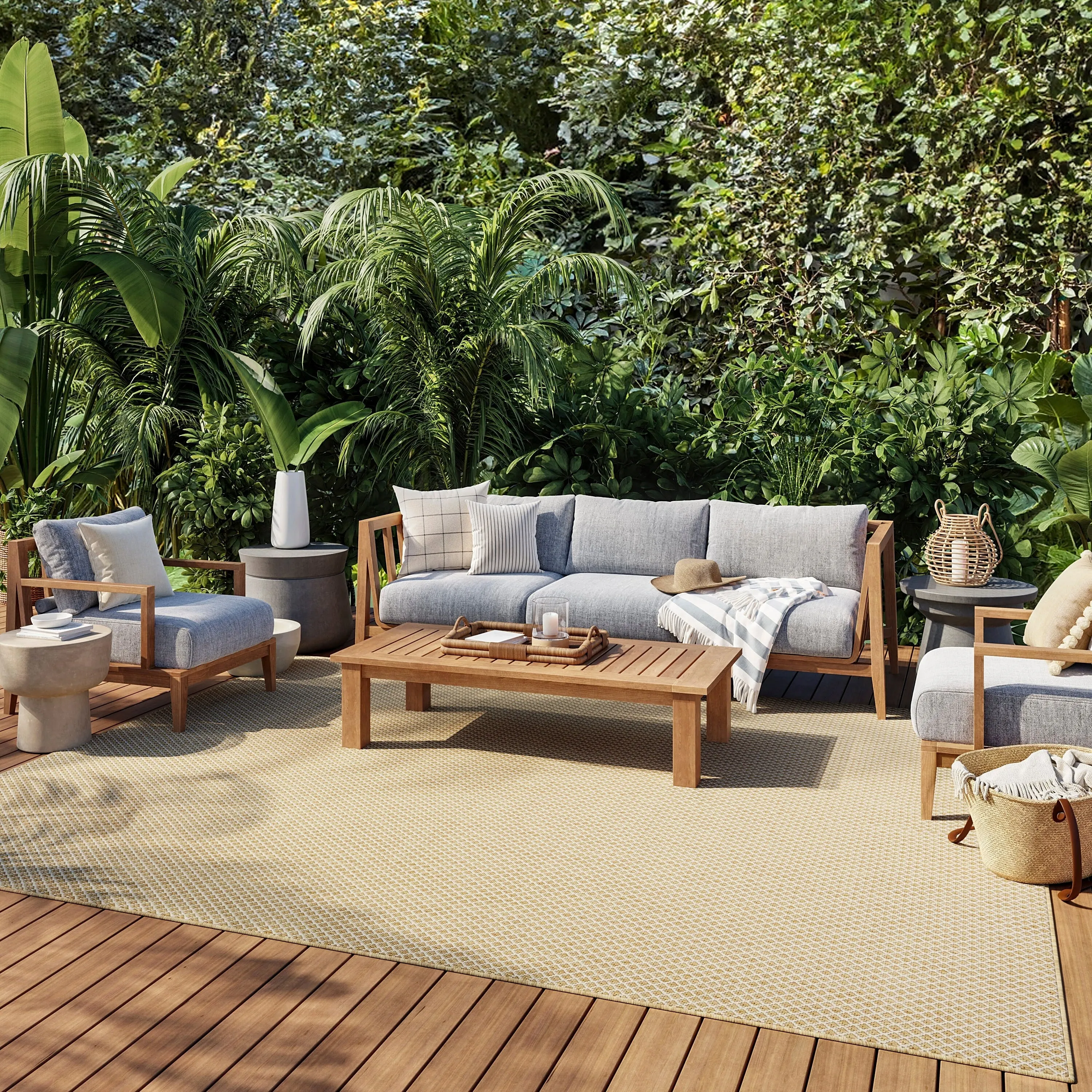 Nourison Courtyard Indoor/Outdoor Modern Geometric Area Rug