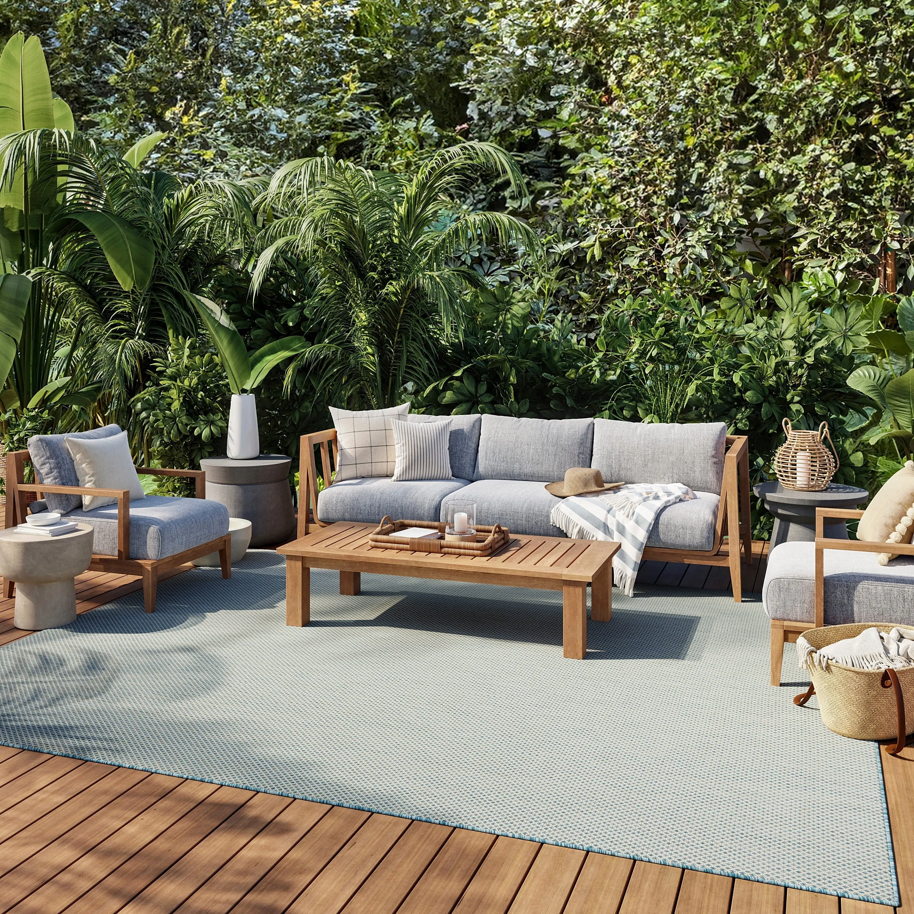 Nourison Courtyard Indoor/Outdoor Modern Geometric Area Rug
