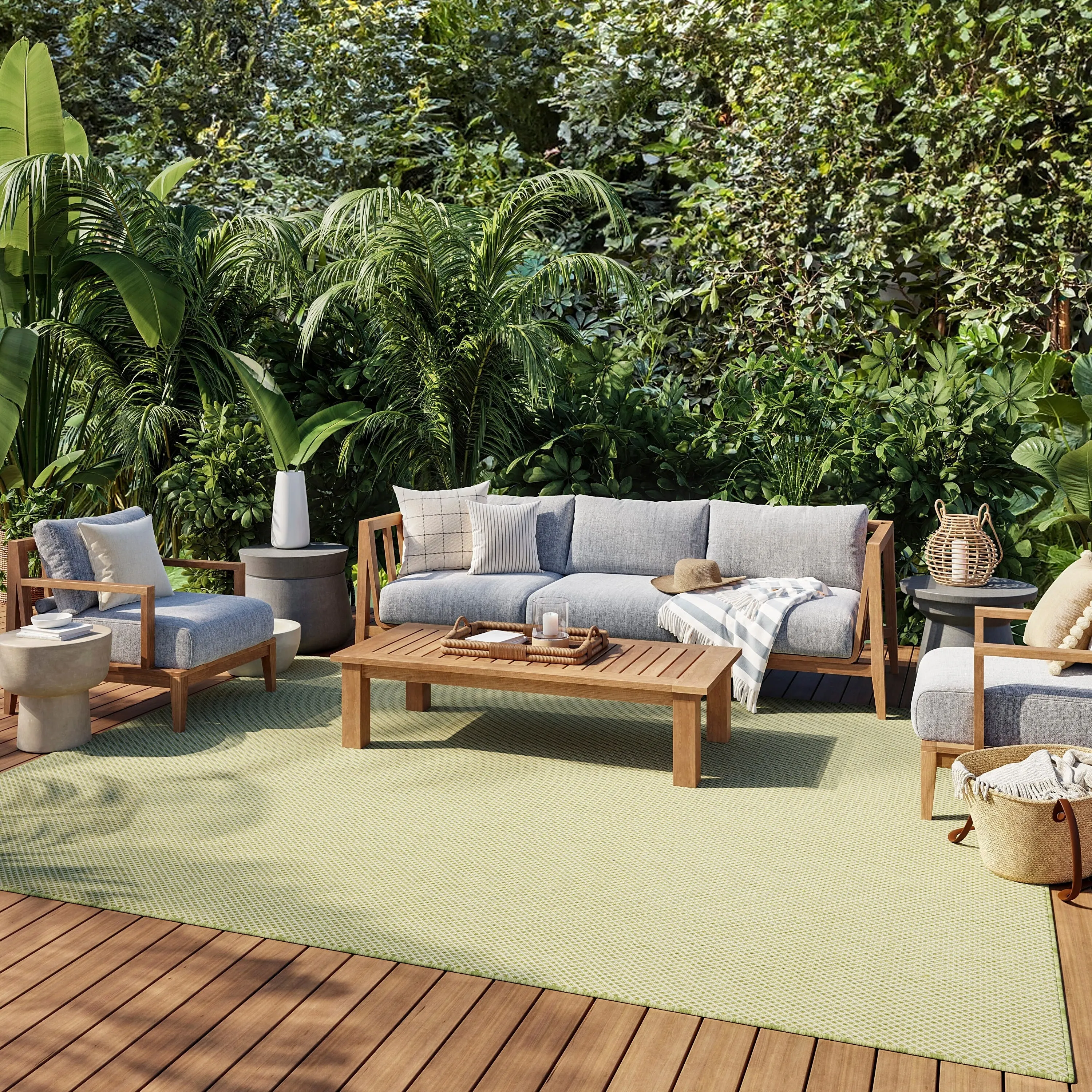 Nourison Courtyard Indoor/Outdoor Modern Geometric Area Rug