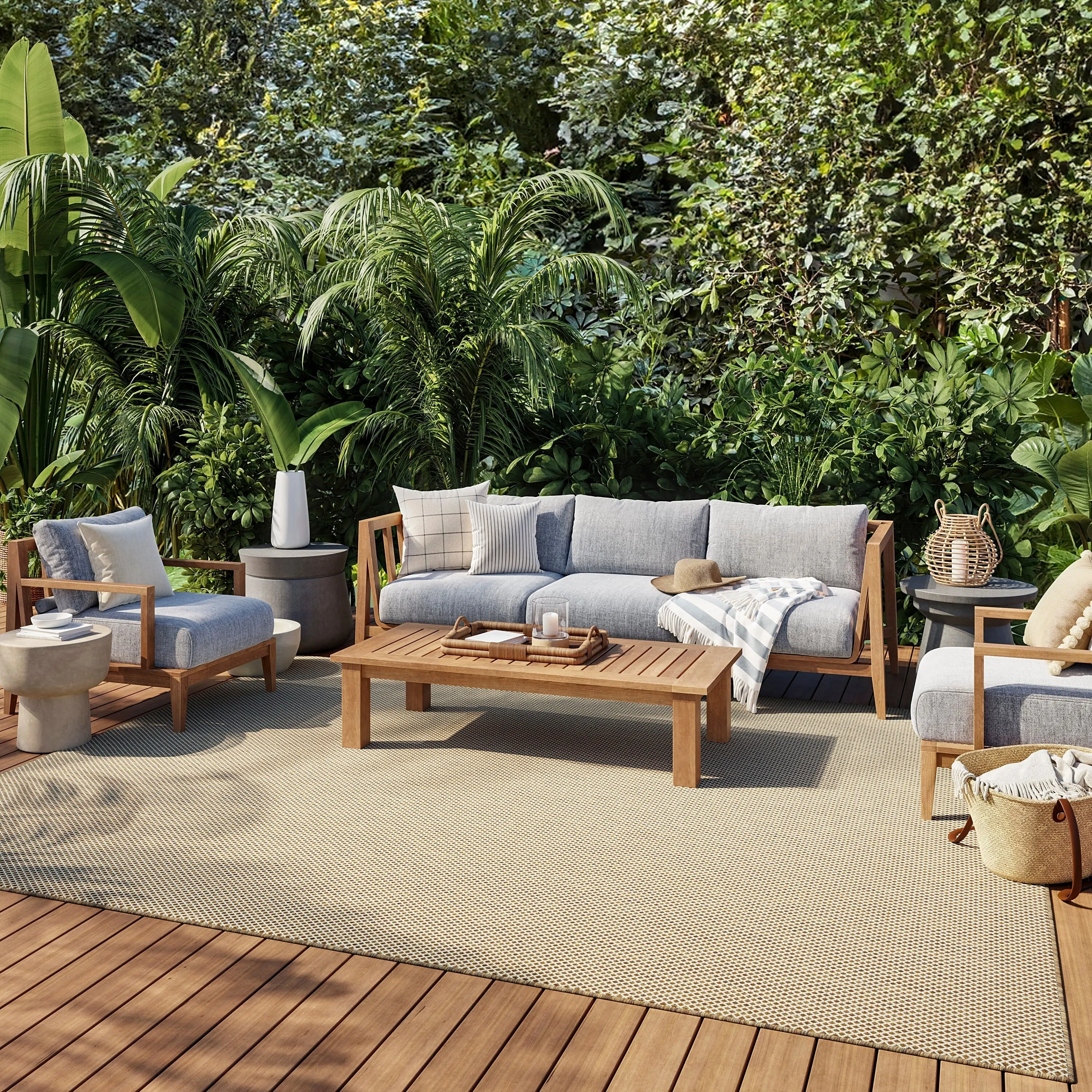 Nourison Courtyard Indoor/Outdoor Modern Geometric Area Rug