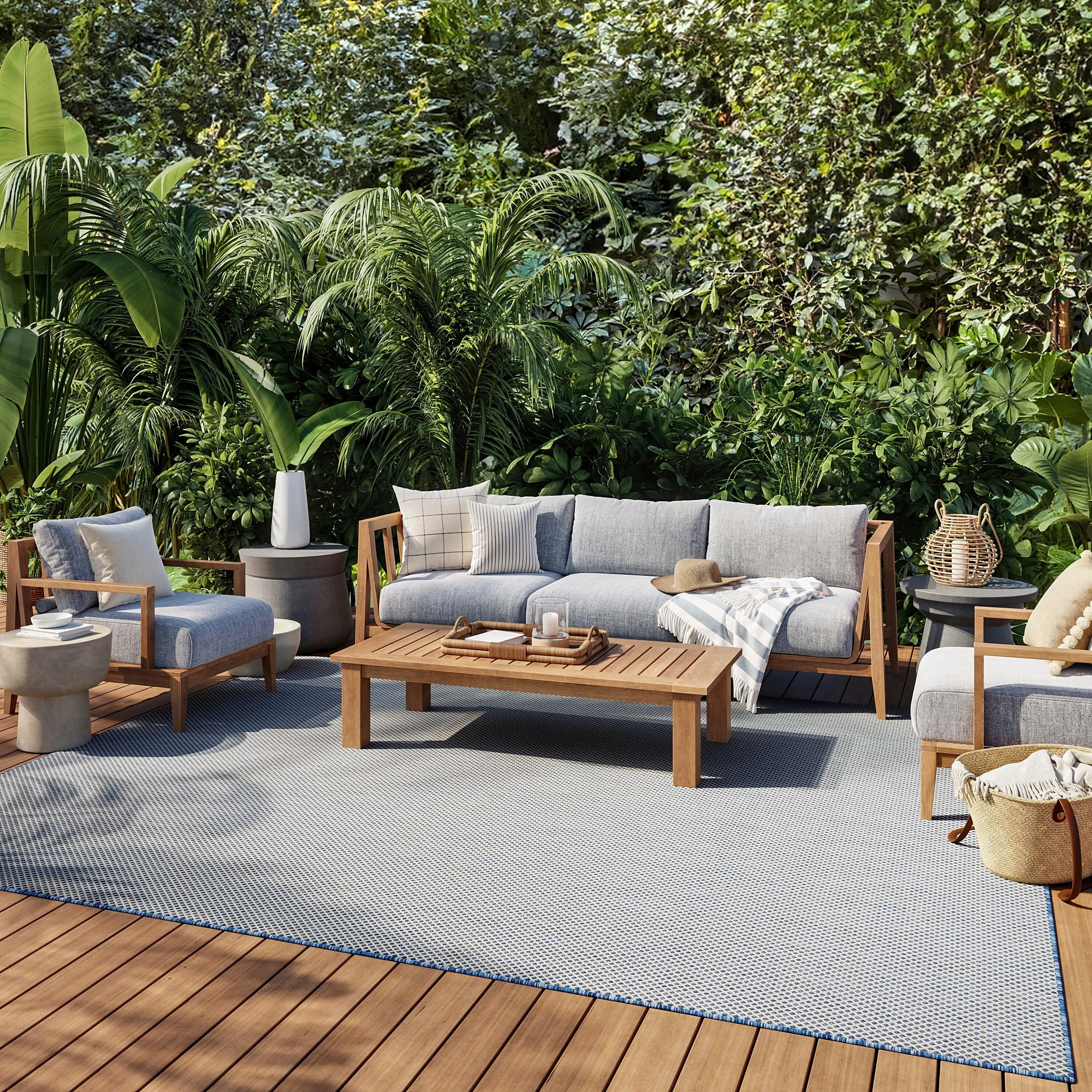 Nourison Courtyard Indoor/Outdoor Modern Geometric Area Rug