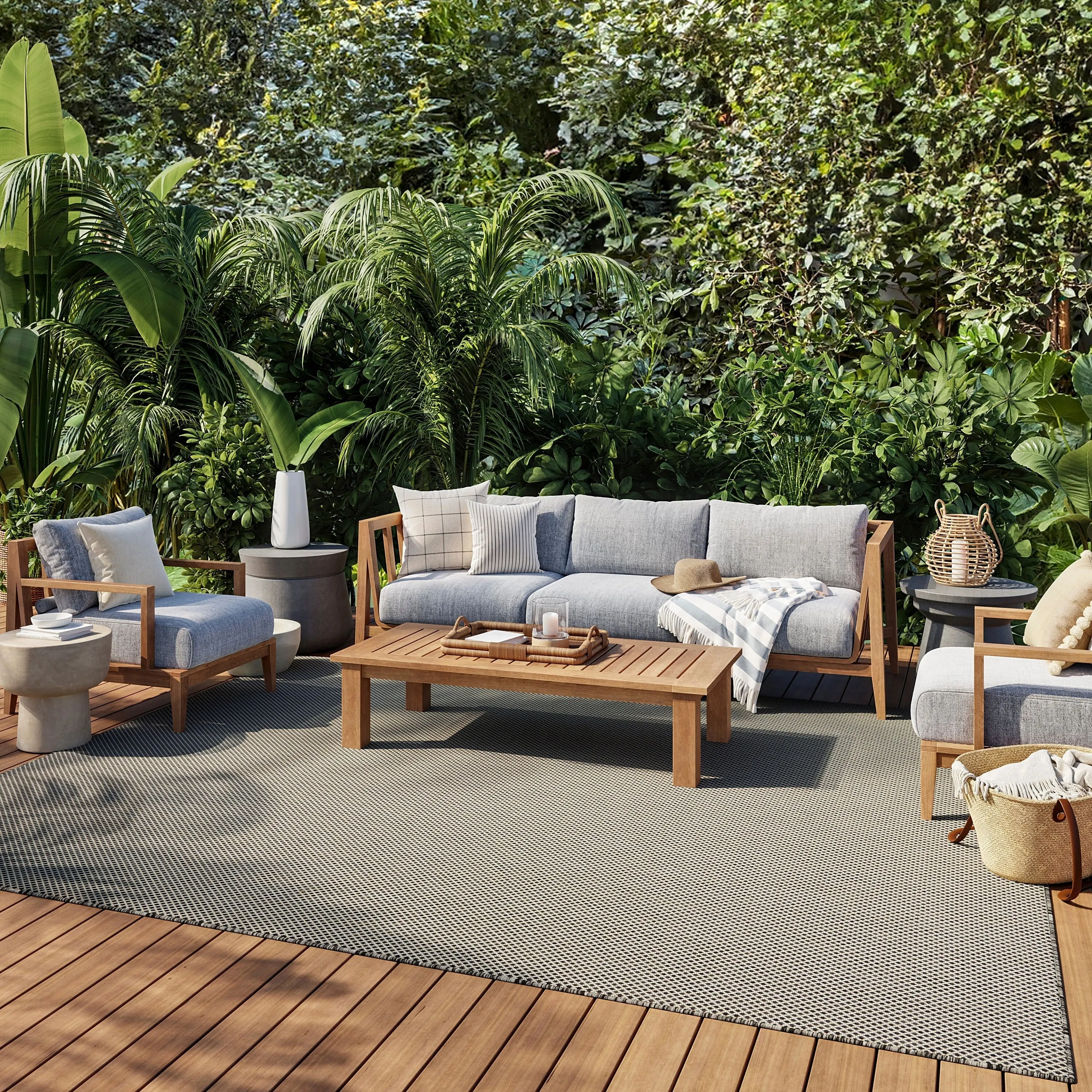 Nourison Courtyard Indoor/Outdoor Modern Geometric Area Rug