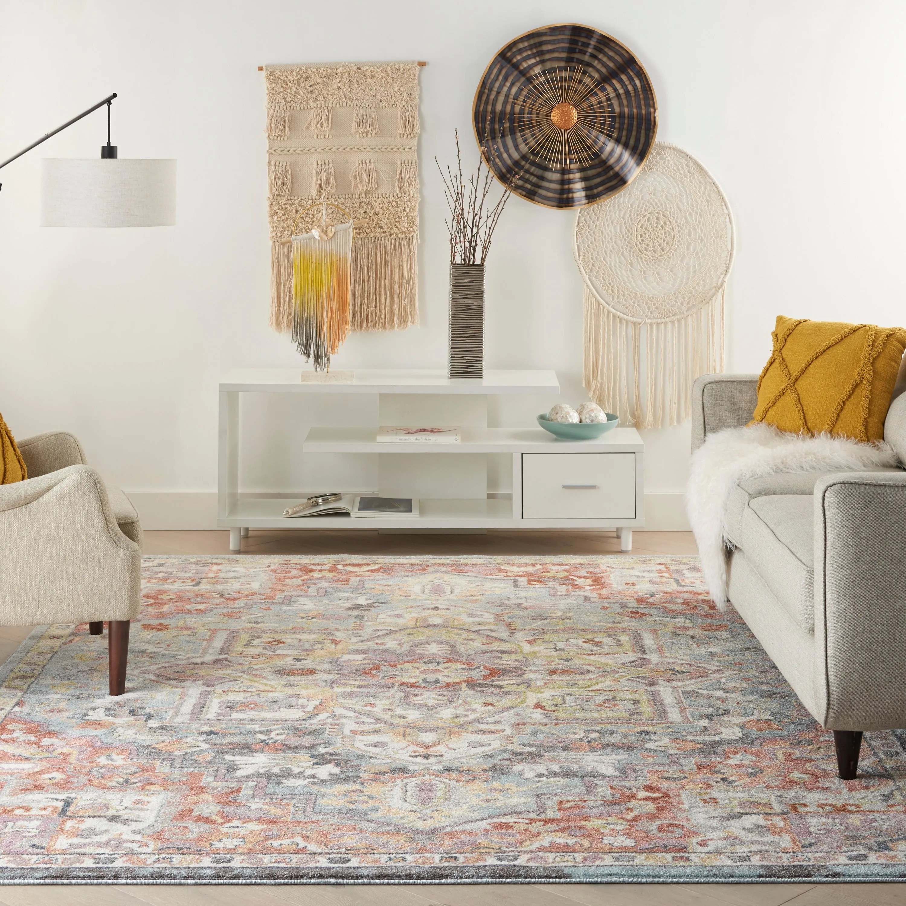 Nourison Juniper Persian Farmhouse Medallion Multicolored Area Rug