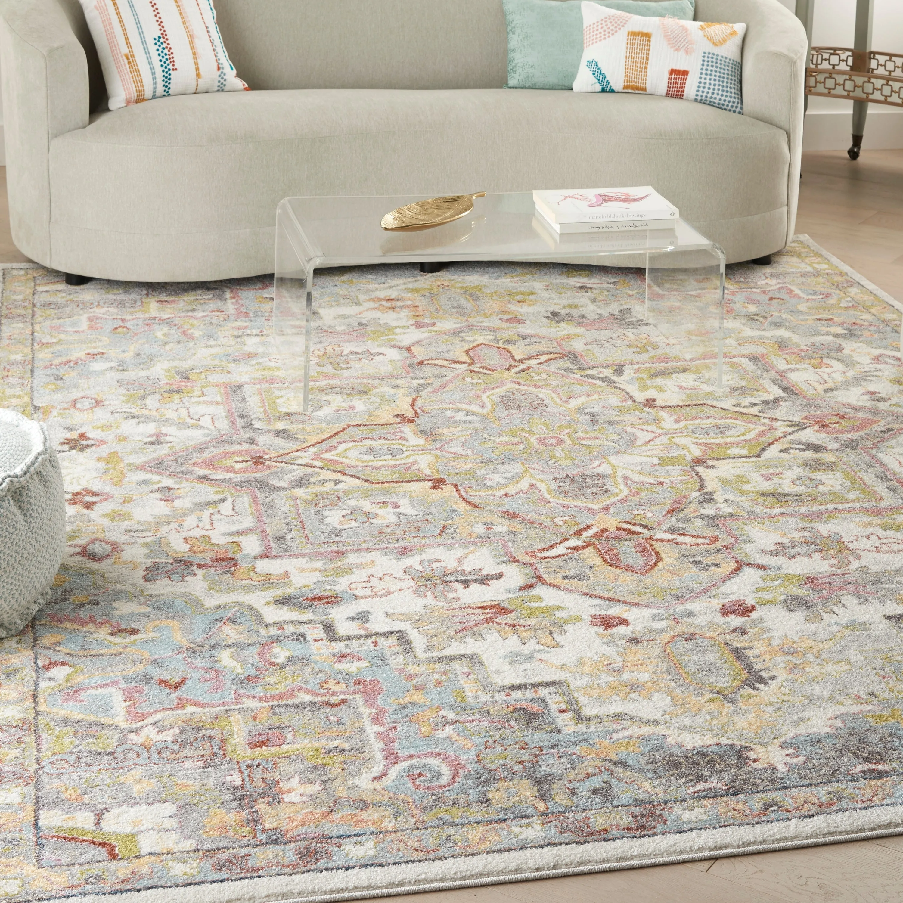 Nourison Juniper Persian Farmhouse Medallion Multicolored Area Rug
