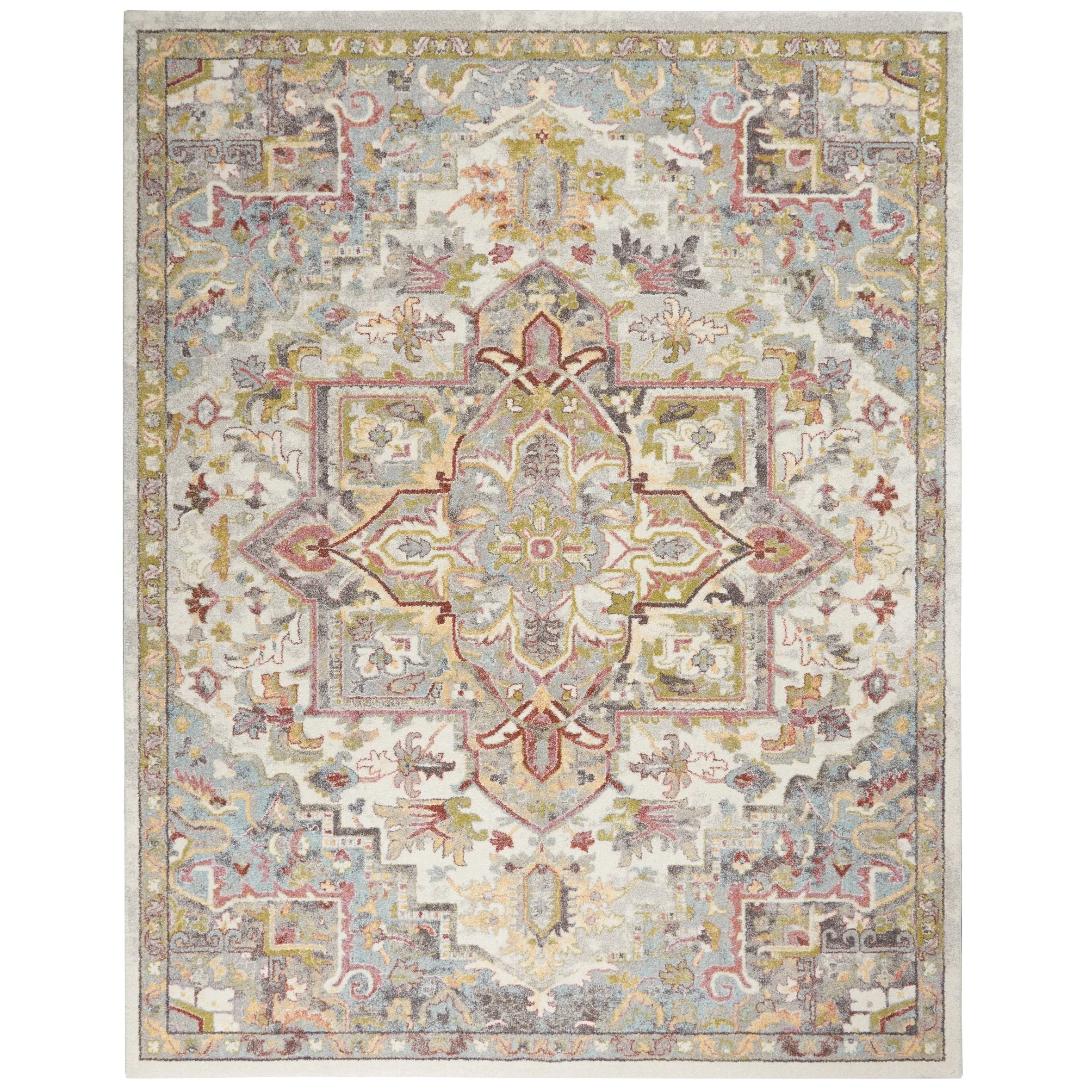 Nourison Juniper Persian Farmhouse Medallion Multicolored Area Rug