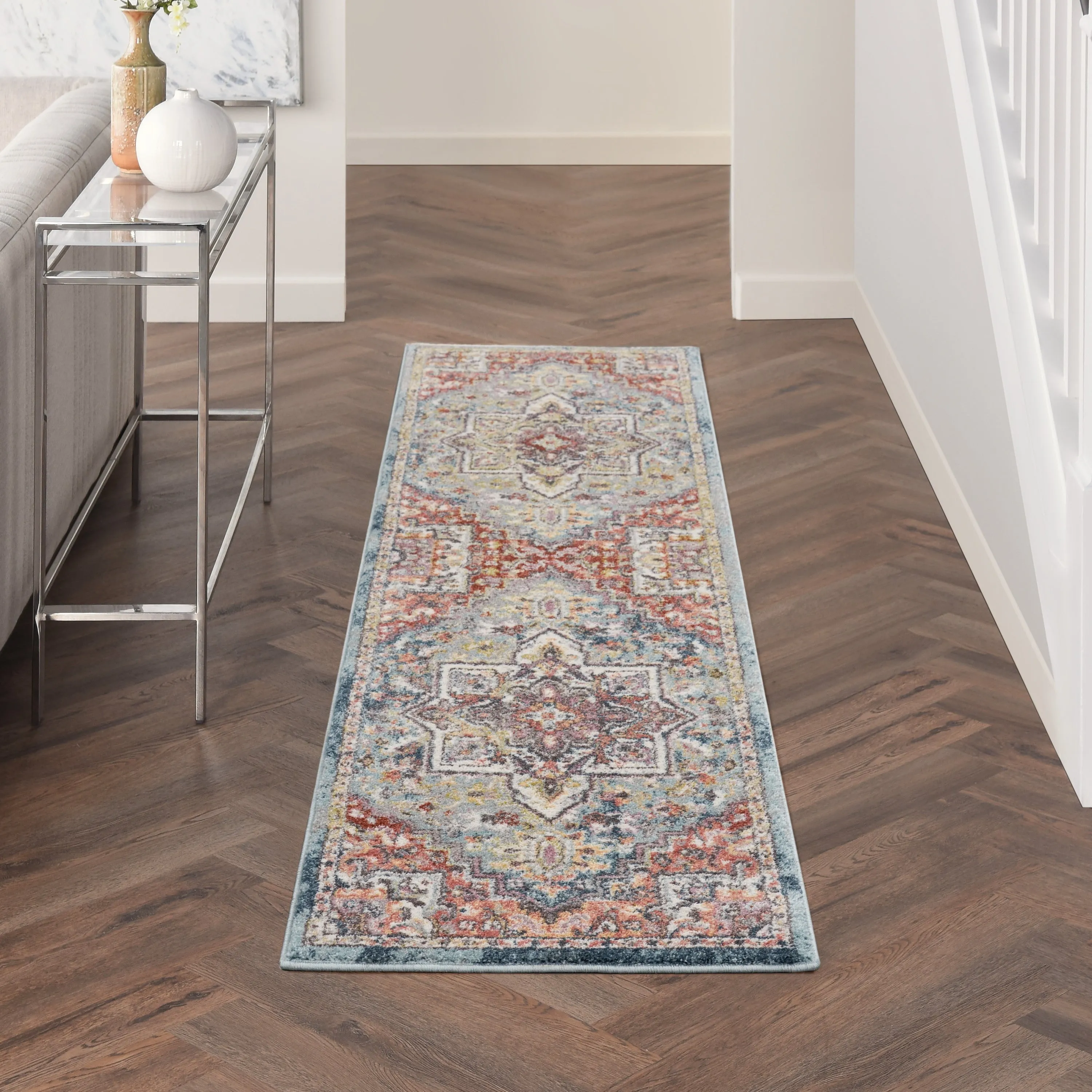 Nourison Juniper Persian Farmhouse Medallion Multicolored Area Rug