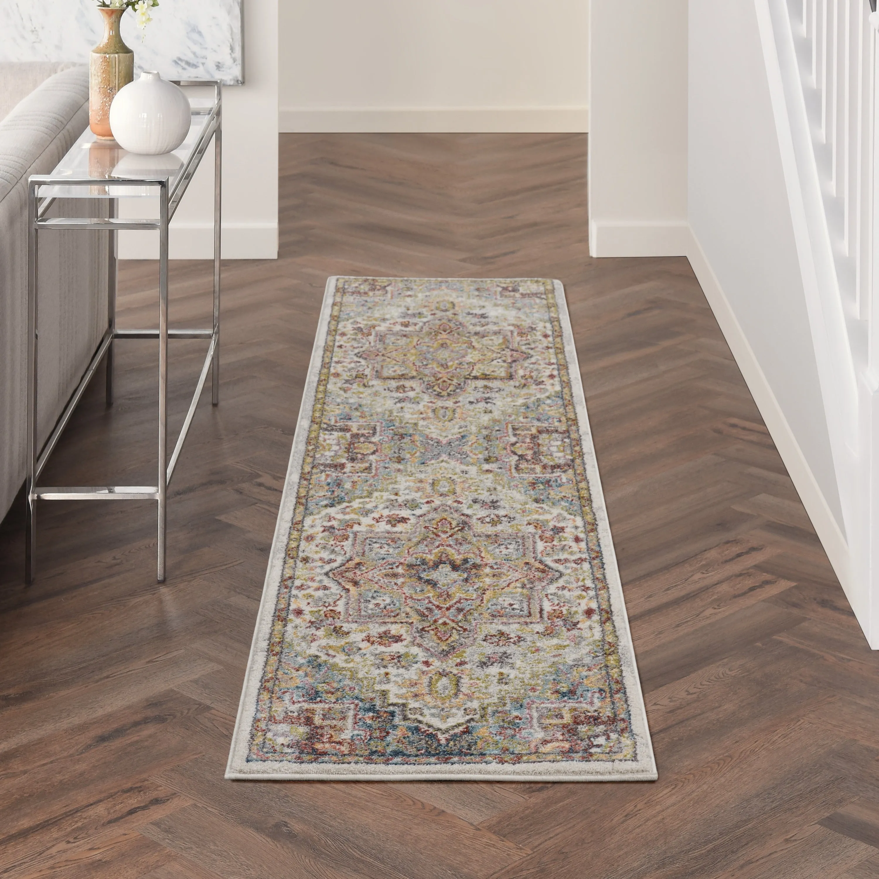 Nourison Juniper Persian Farmhouse Medallion Multicolored Area Rug