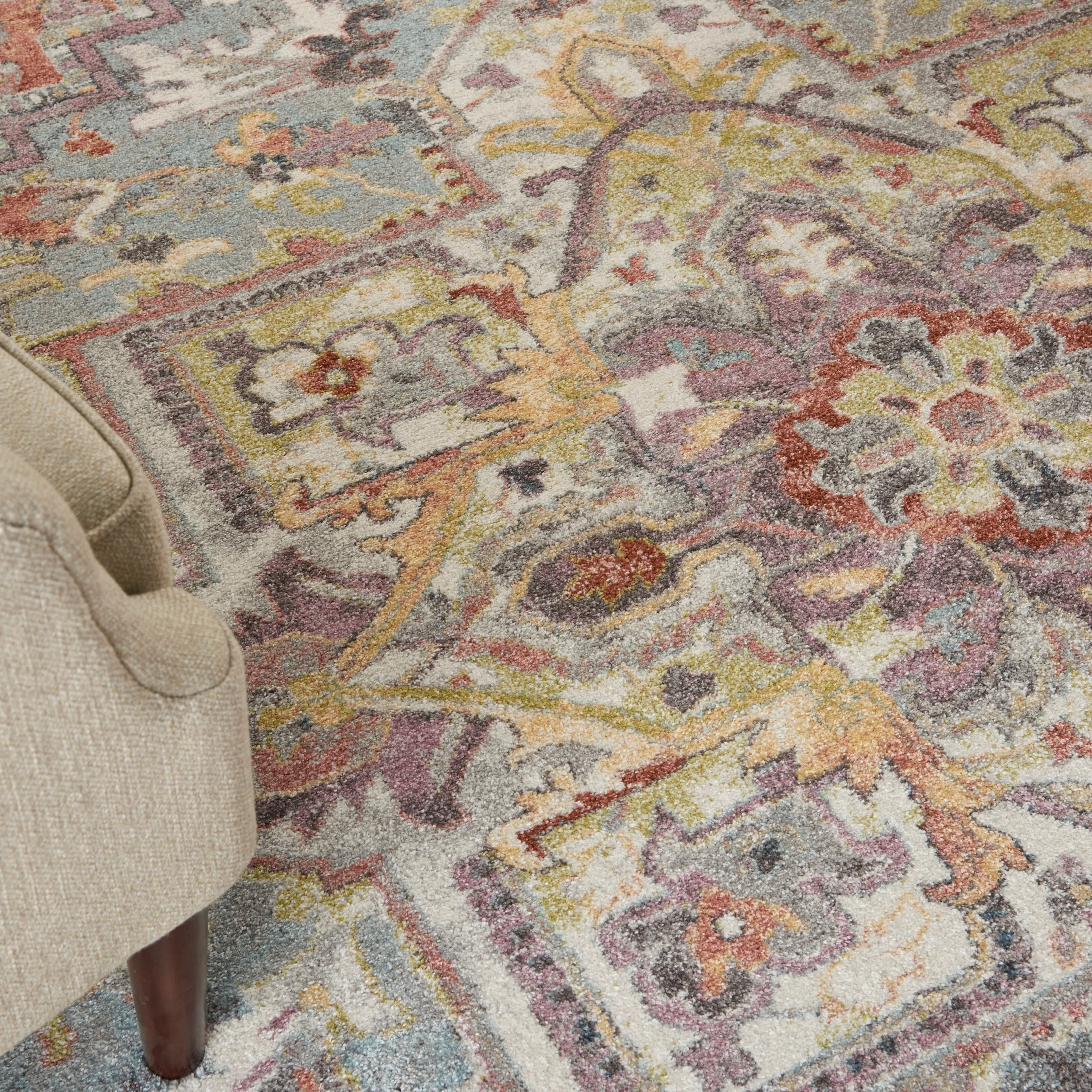 Nourison Juniper Persian Farmhouse Medallion Multicolored Area Rug