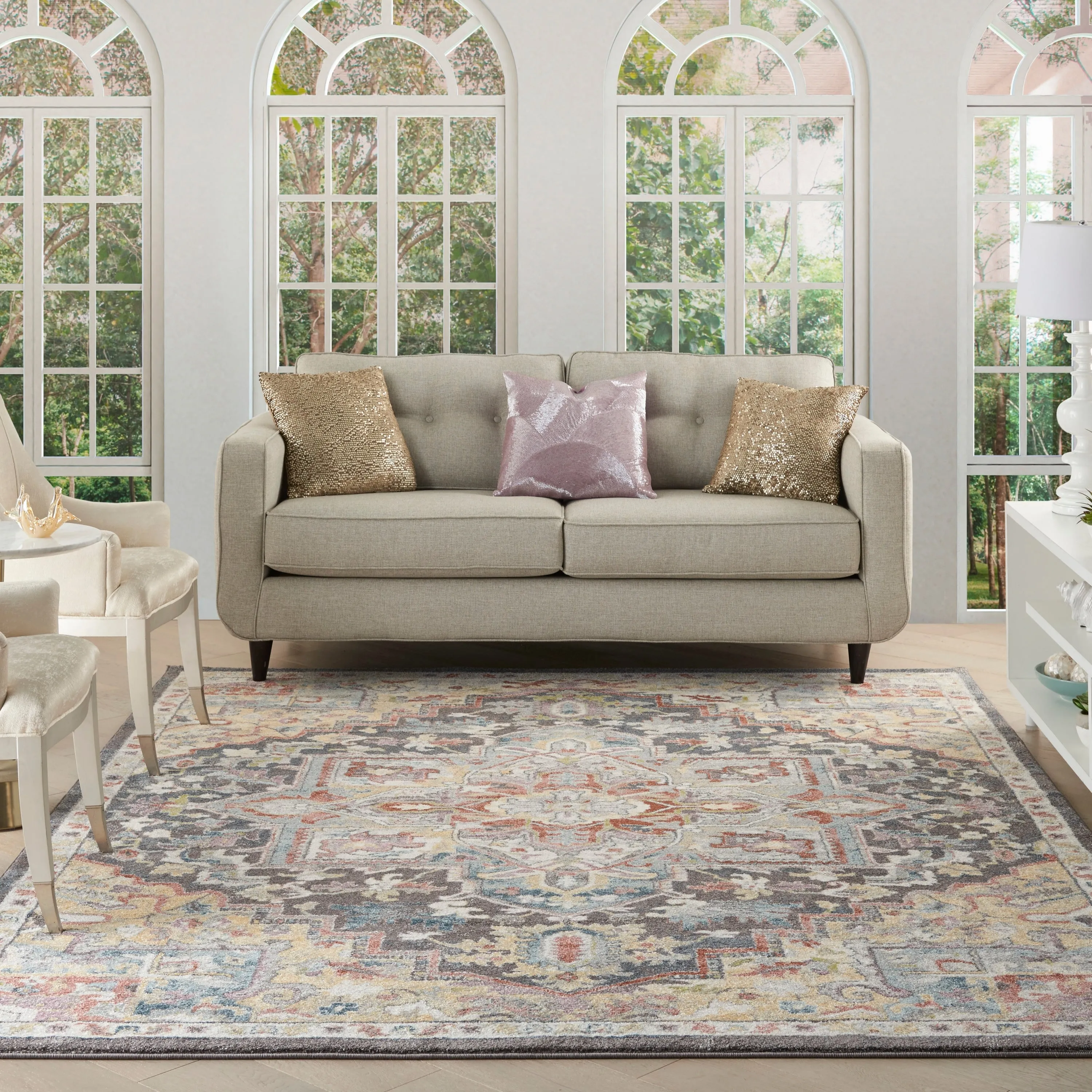 Nourison Juniper Persian Farmhouse Medallion Multicolored Area Rug