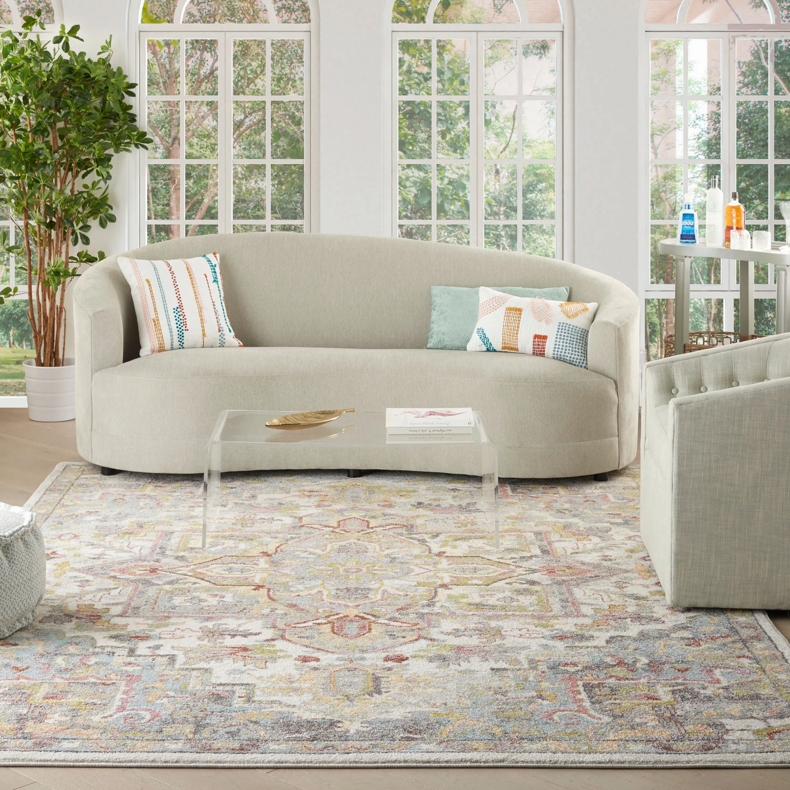 Nourison Juniper Persian Farmhouse Medallion Multicolored Area Rug