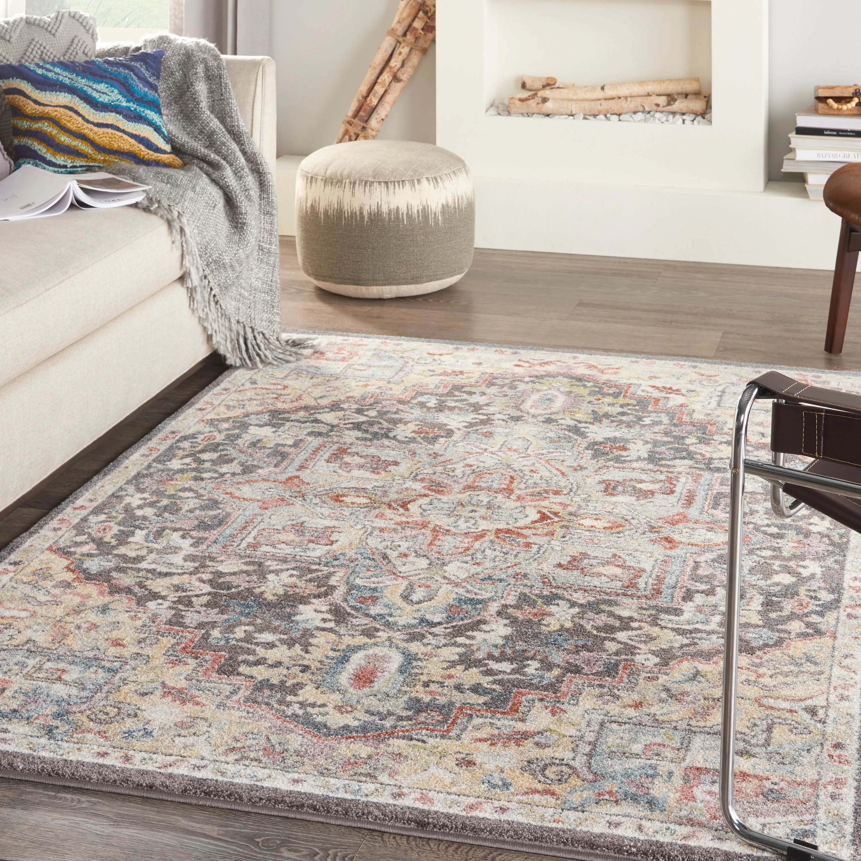 Nourison Juniper Persian Farmhouse Medallion Multicolored Area Rug
