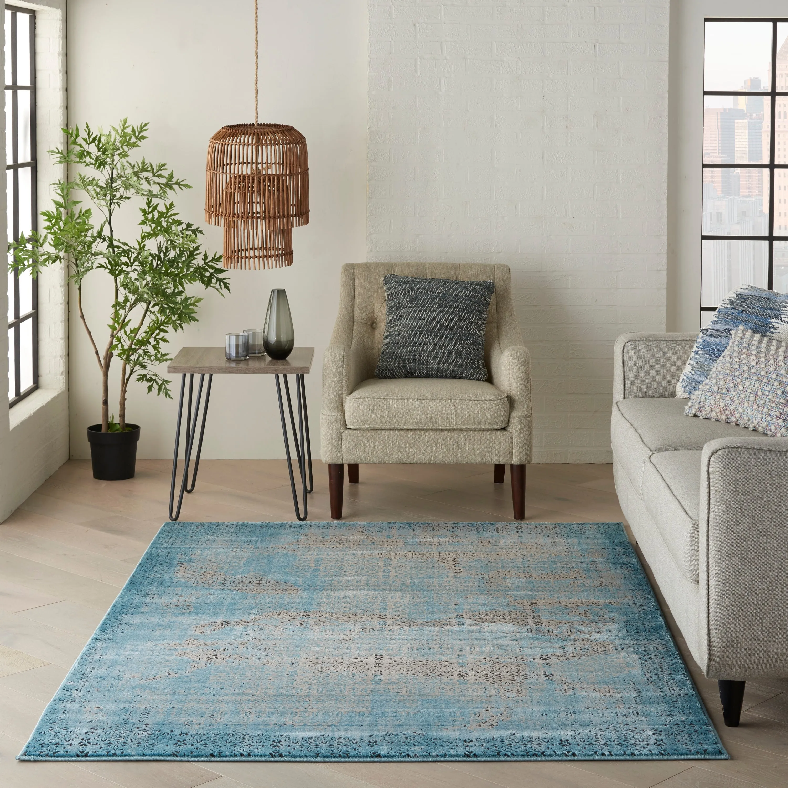 Nourison Karma Over-Dyed Distressed Vintage Abstract Area Rug