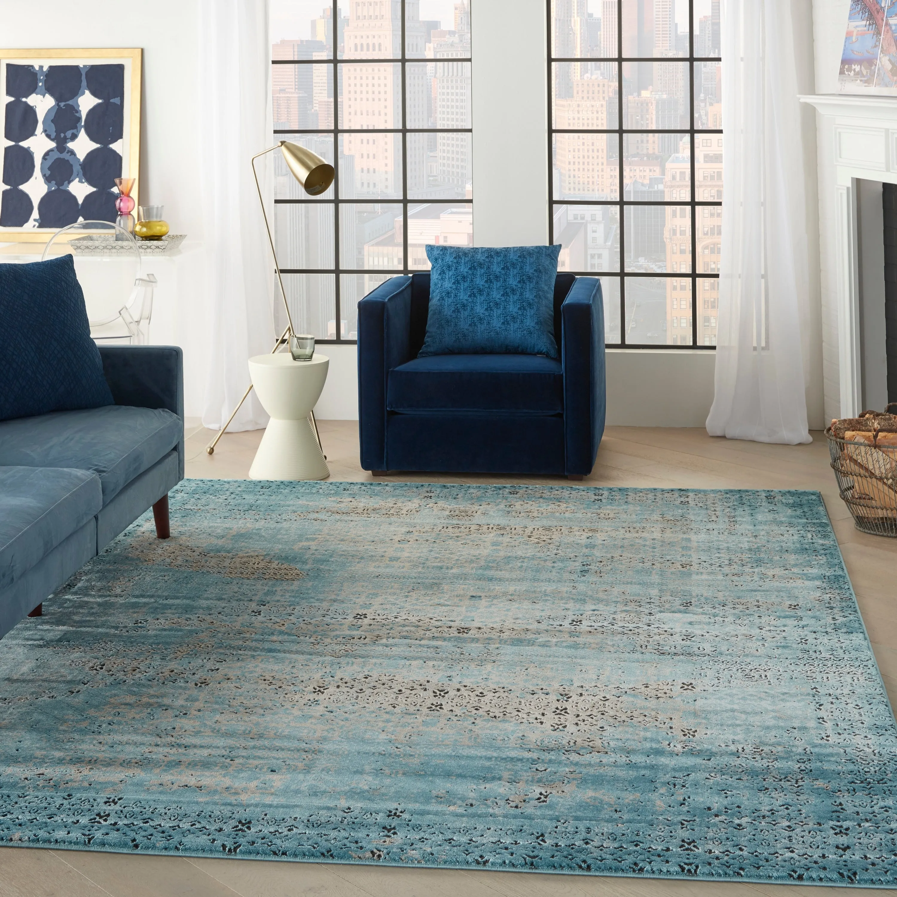 Nourison Karma Over-Dyed Distressed Vintage Abstract Area Rug