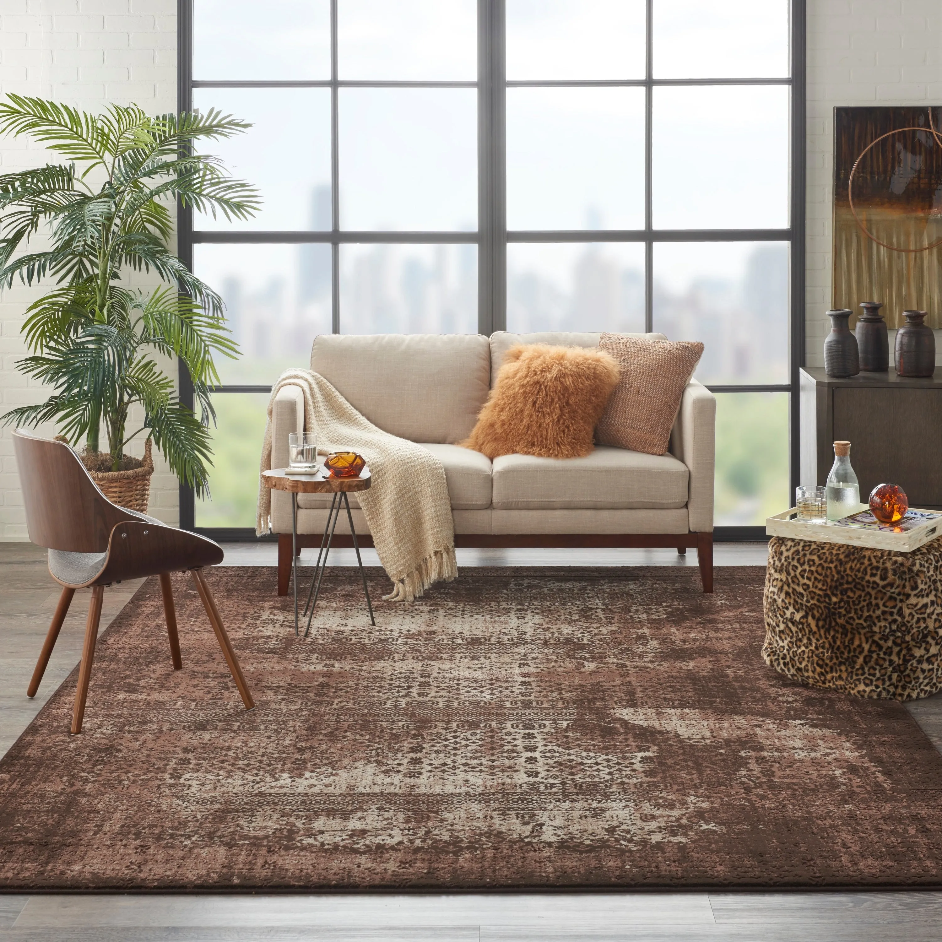 Nourison Karma Over-Dyed Distressed Vintage Abstract Area Rug
