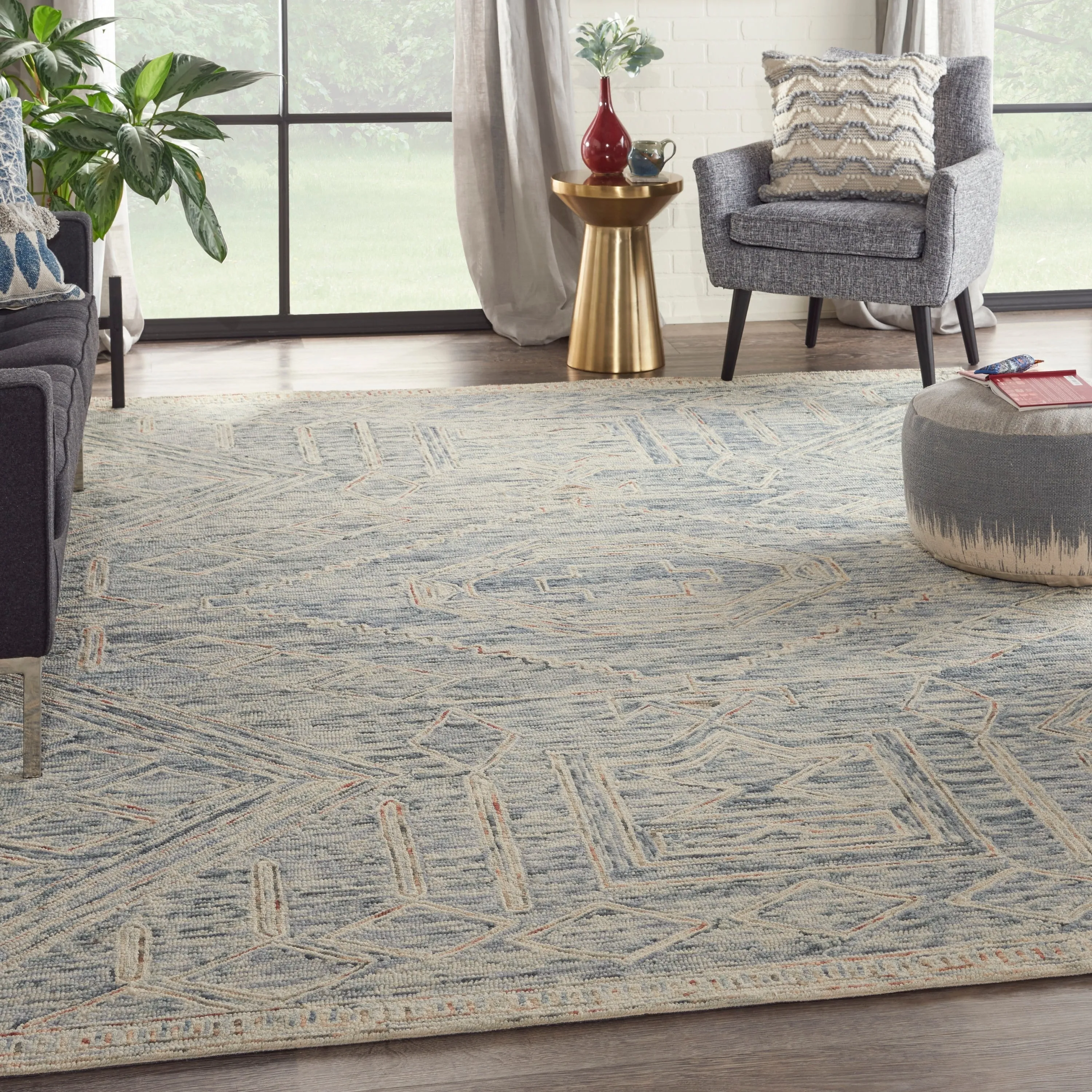 Nourison Linked Space Dyed Modern Hand Tufted Geometric Area Rug