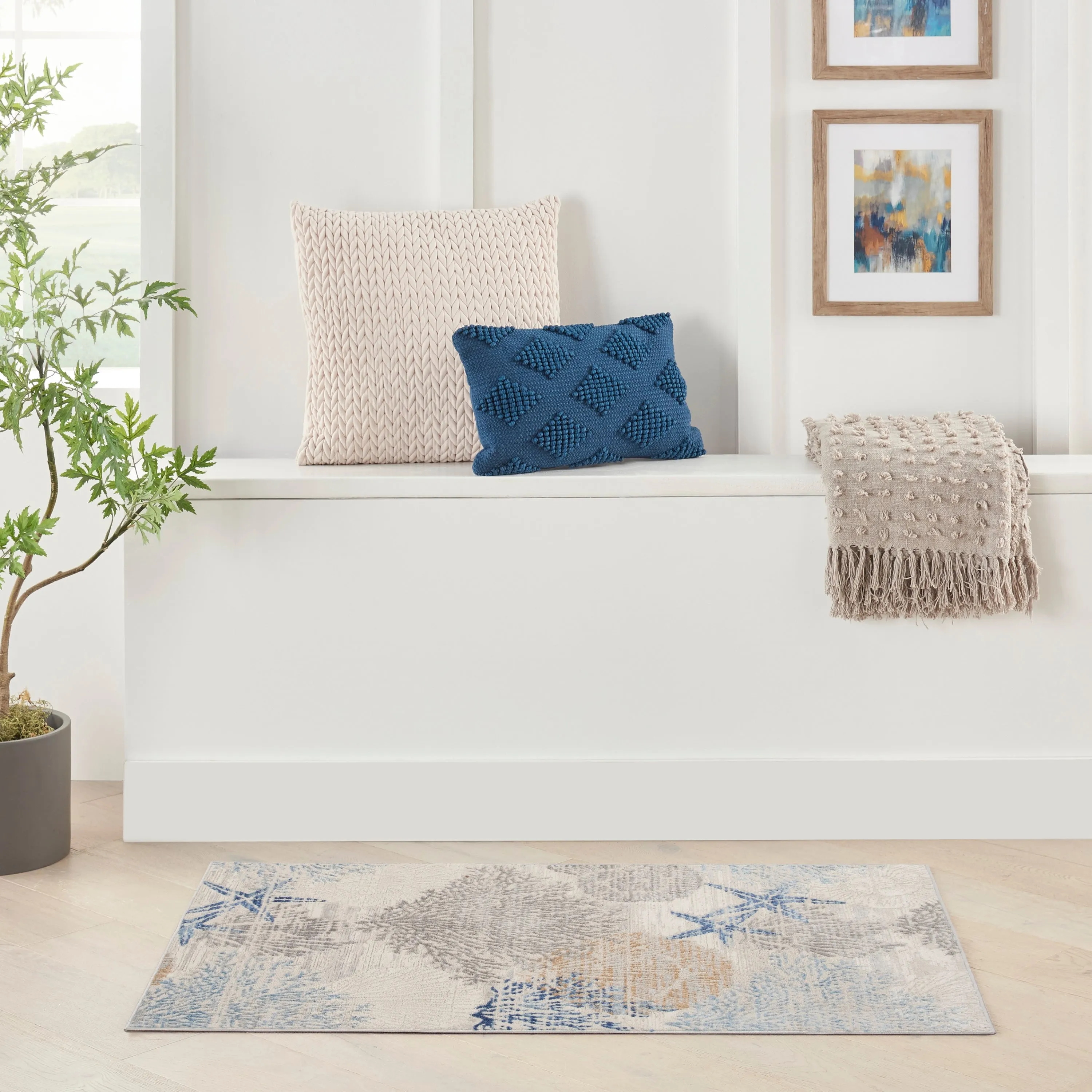 Nourison Pompeii Coastal Beach Shells and Coral Area Rug