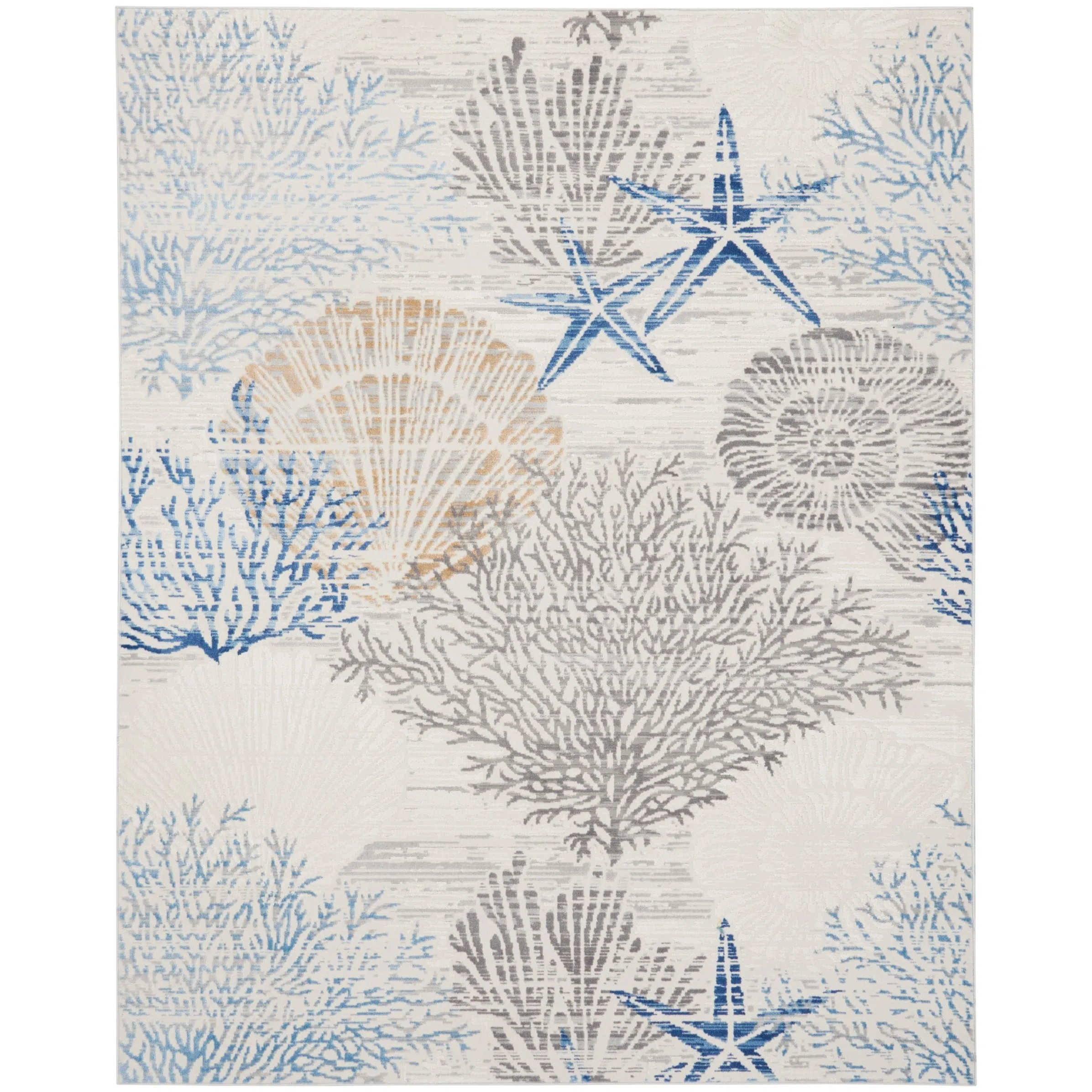 Nourison Pompeii Coastal Beach Shells and Coral Area Rug