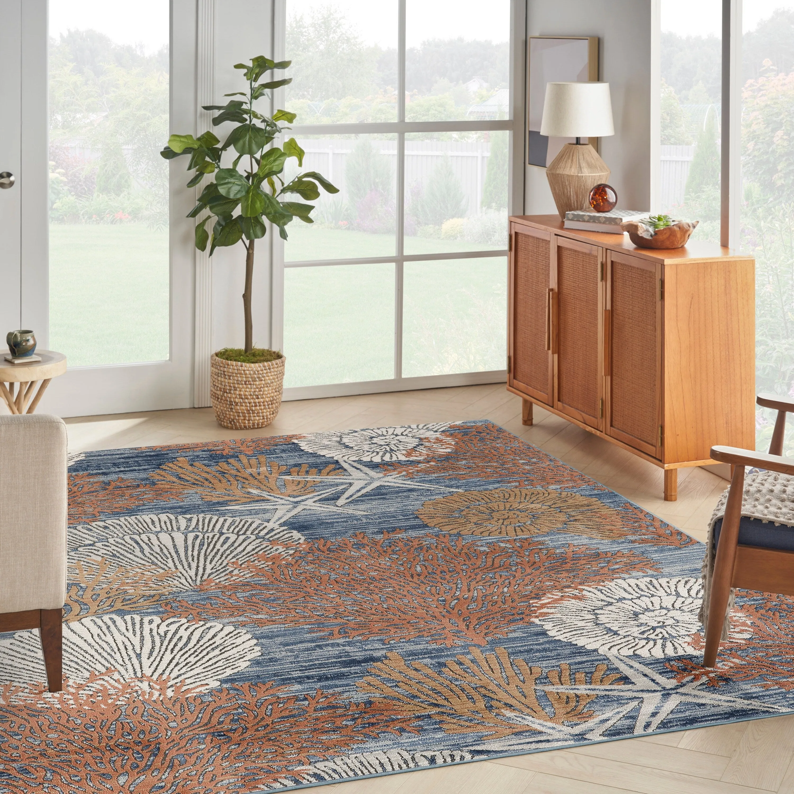 Nourison Pompeii Coastal Beach Shells and Coral Area Rug