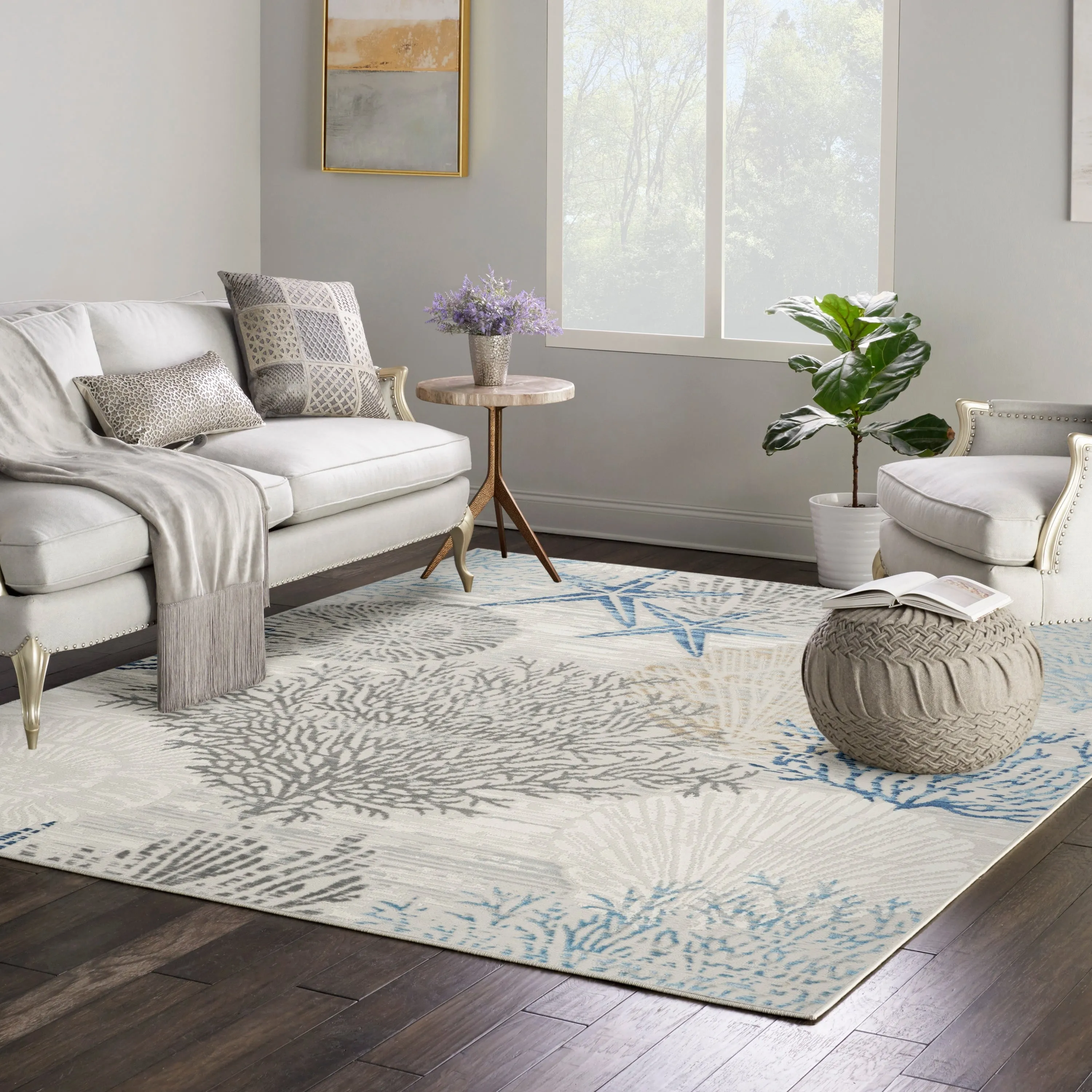 Nourison Pompeii Coastal Beach Shells and Coral Area Rug