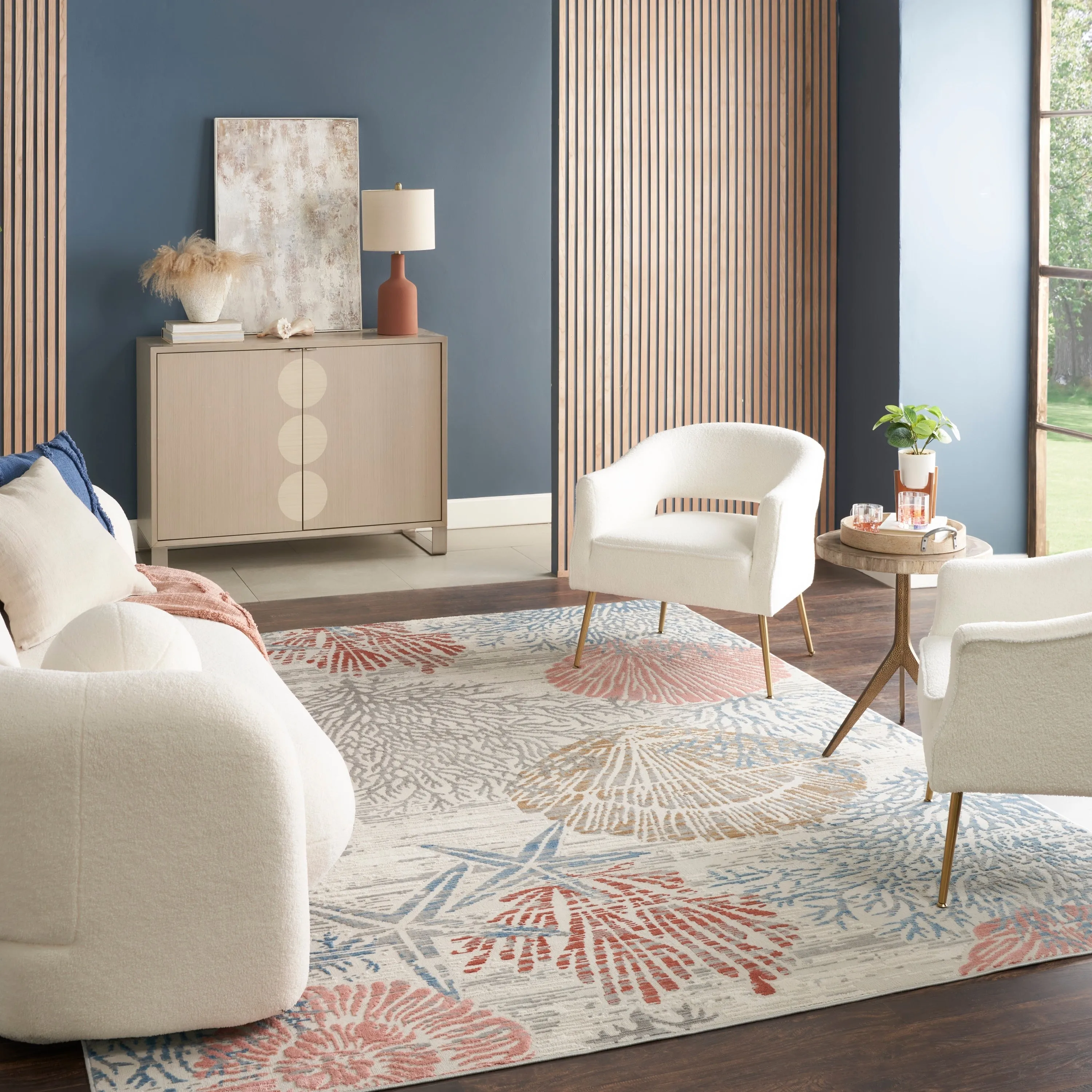 Nourison Pompeii Coastal Beach Shells and Coral Area Rug