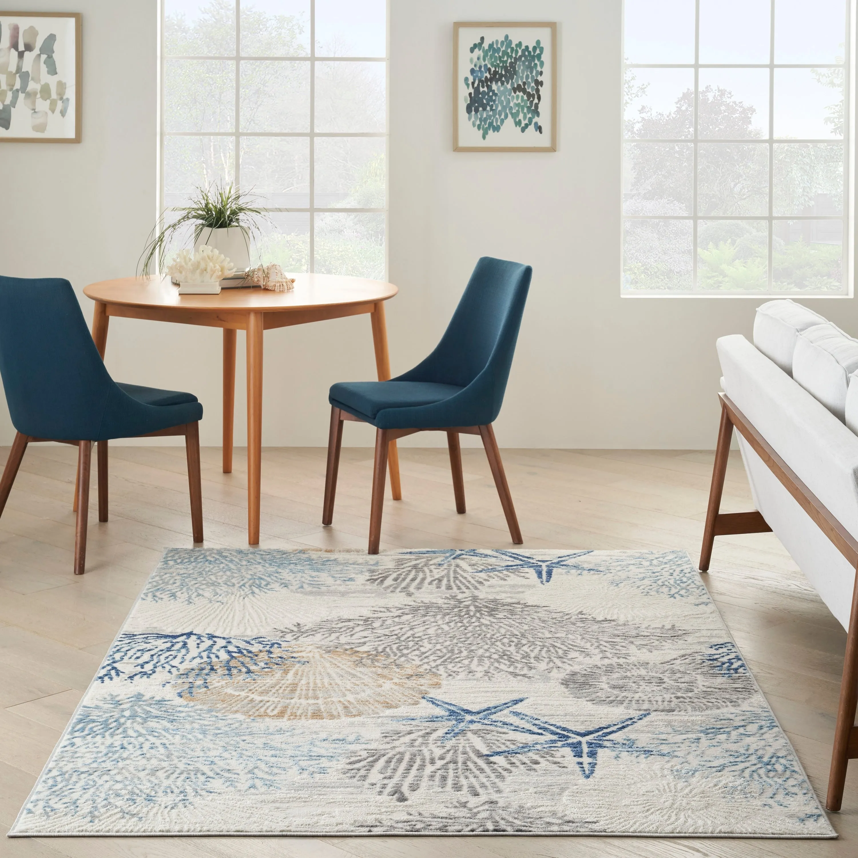 Nourison Pompeii Coastal Beach Shells and Coral Area Rug