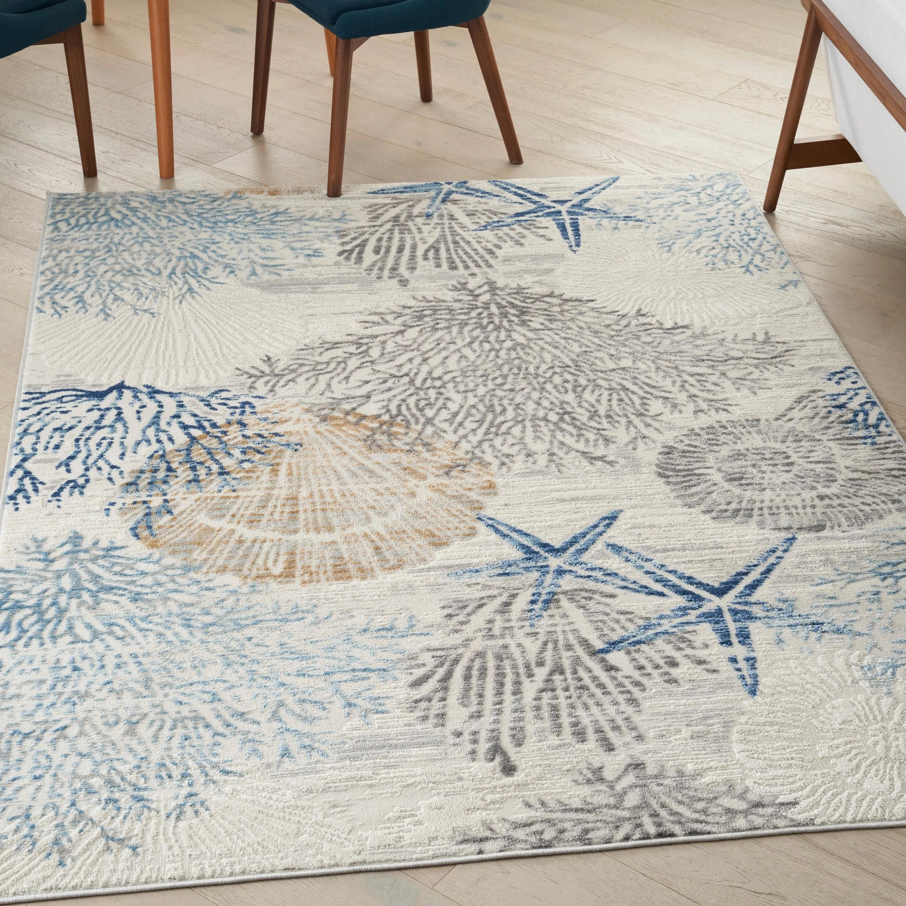 Nourison Pompeii Coastal Beach Shells and Coral Area Rug