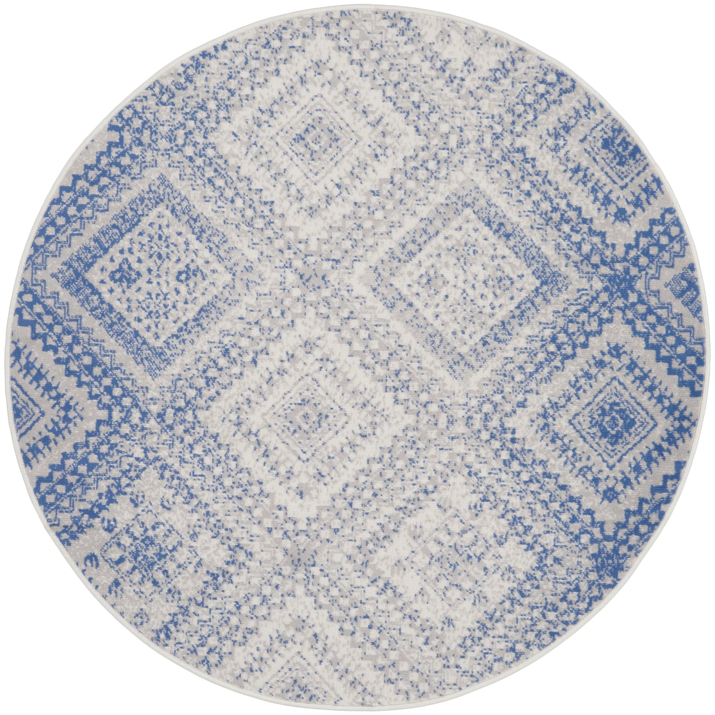 Nourison Whimsicle Boho Distressed Tribal Ivory Blue Area Rug