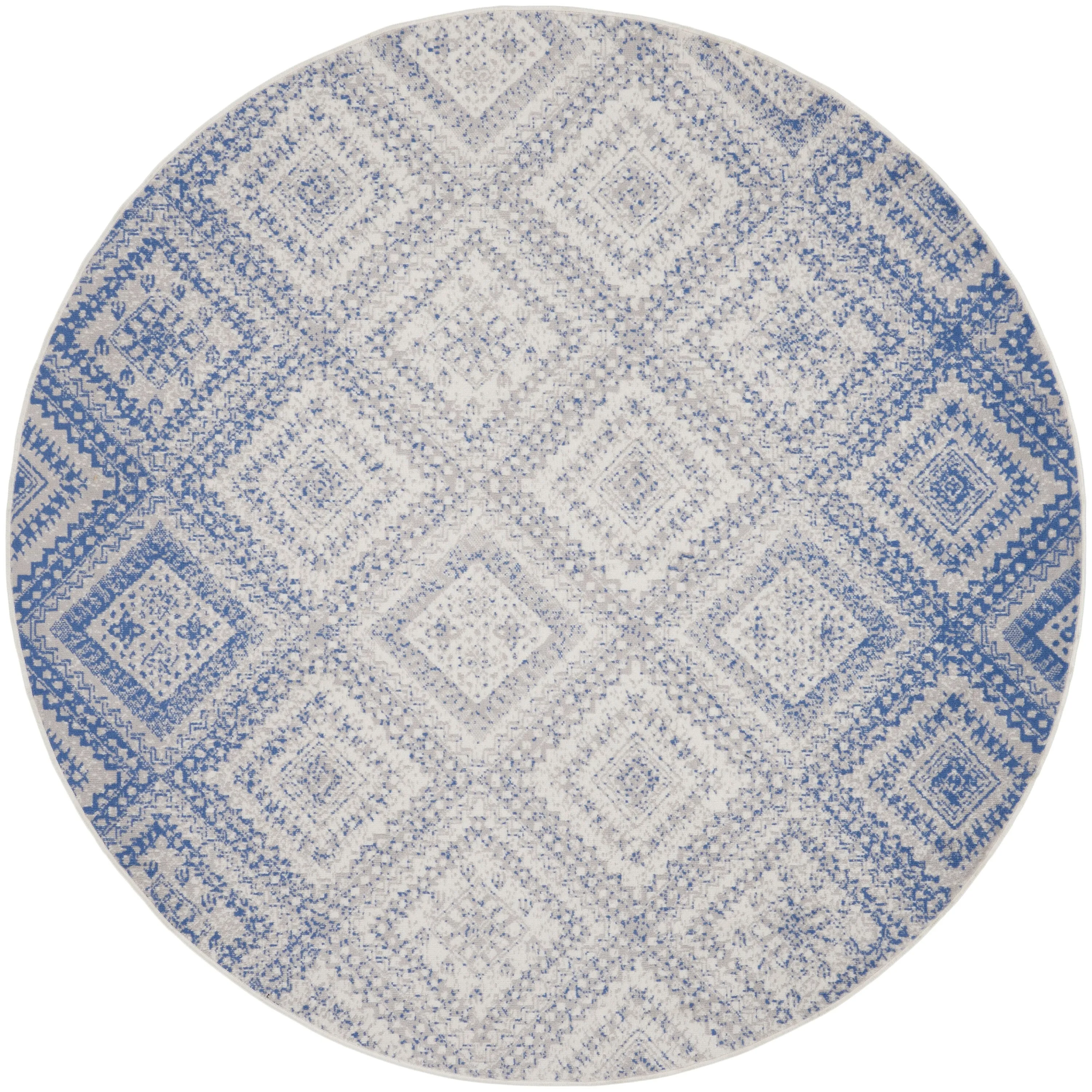 Nourison Whimsicle Boho Distressed Tribal Ivory Blue Area Rug