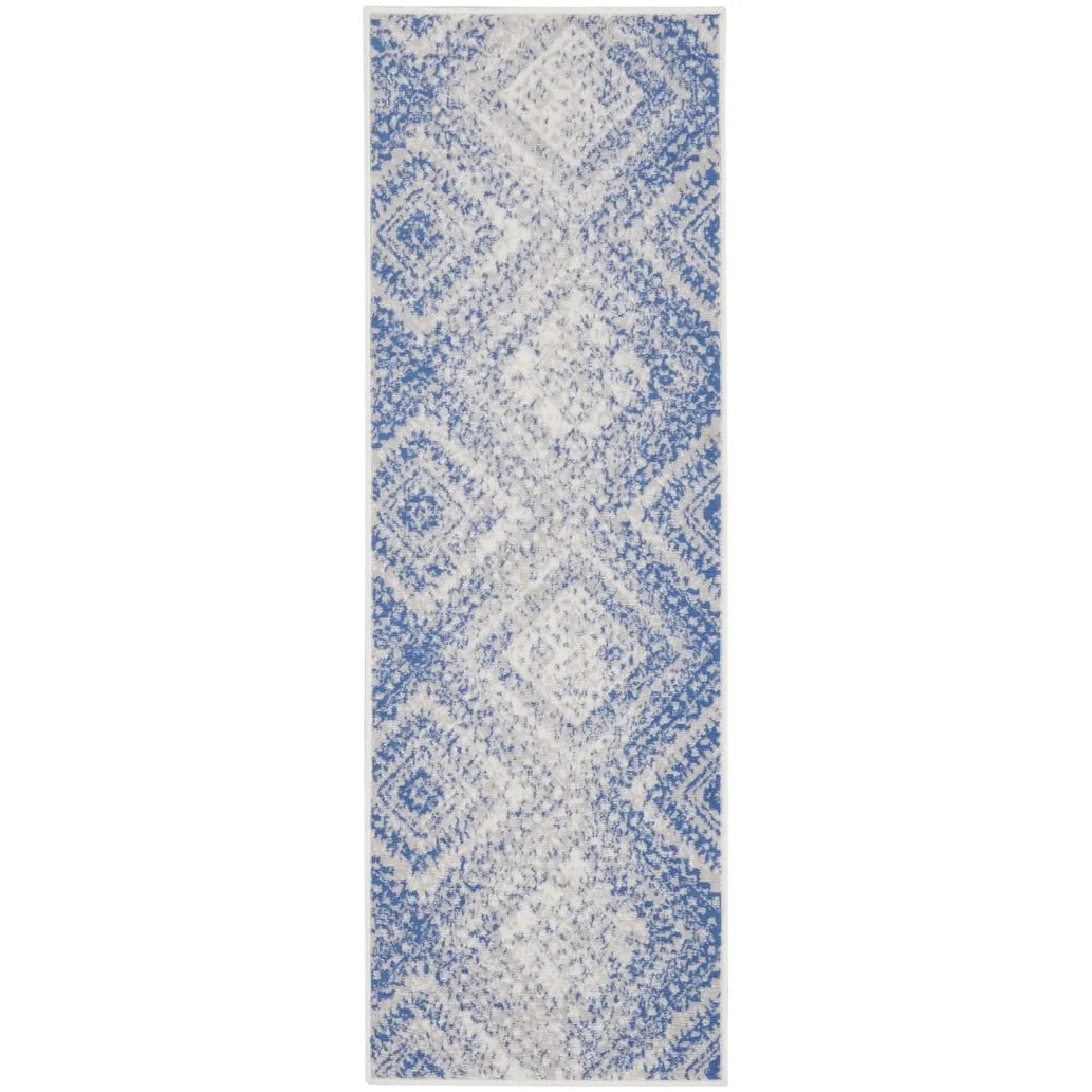 Nourison Whimsicle Boho Distressed Tribal Ivory Blue Area Rug