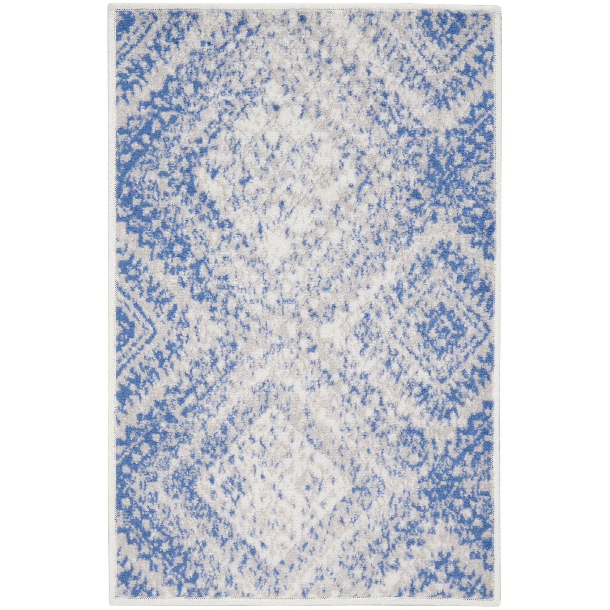 Nourison Whimsicle Boho Distressed Tribal Ivory Blue Area Rug