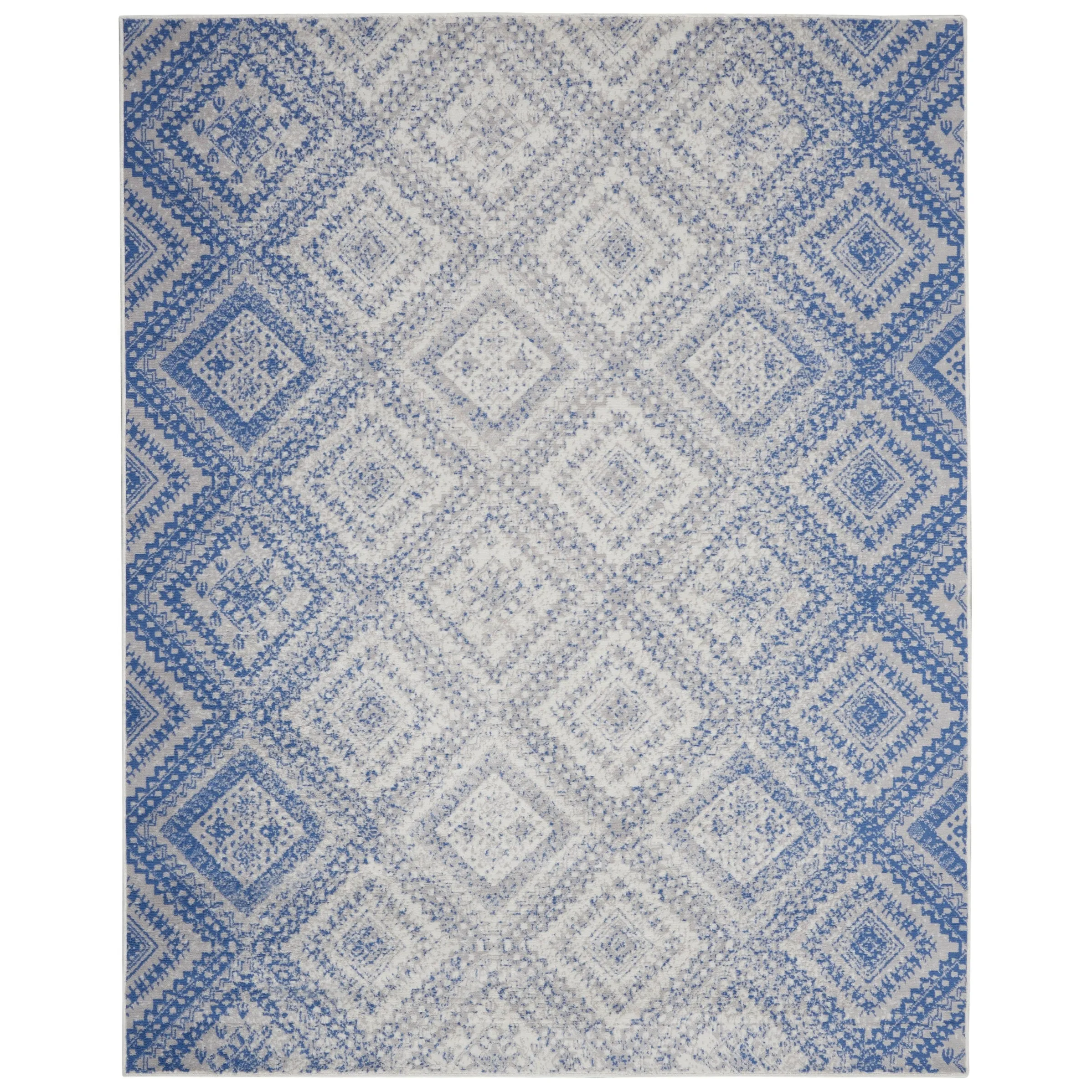 Nourison Whimsicle Boho Distressed Tribal Ivory Blue Area Rug