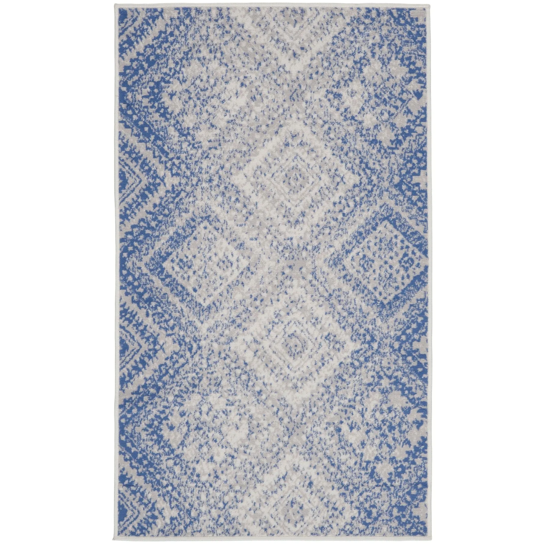 Nourison Whimsicle Boho Distressed Tribal Ivory Blue Area Rug