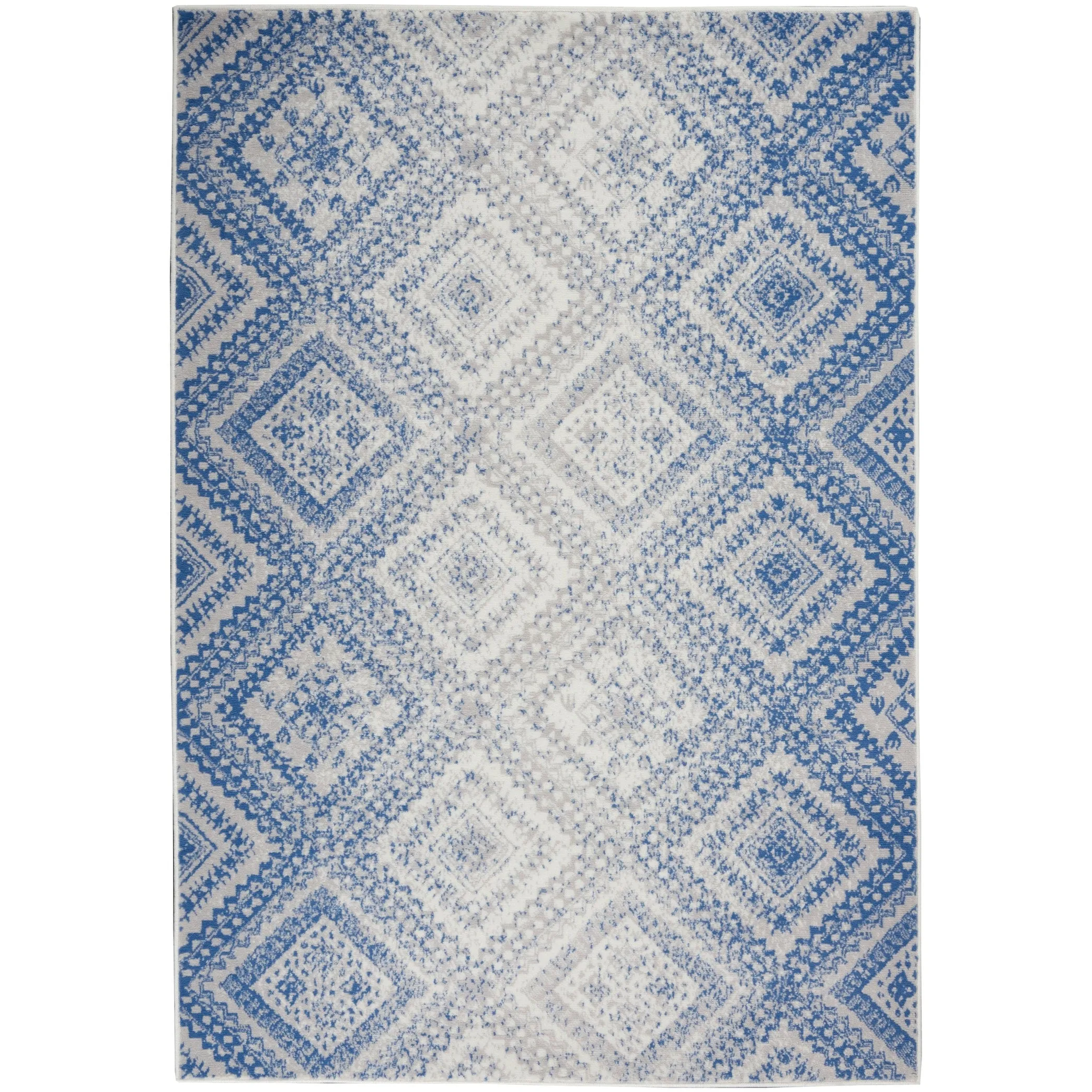 Nourison Whimsicle Boho Distressed Tribal Ivory Blue Area Rug