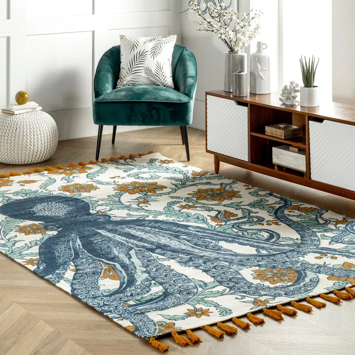 Nuloom Handmade by Thomas Paul Cotton Printed Octopus Area Rug - 2'8 x 12' Runner