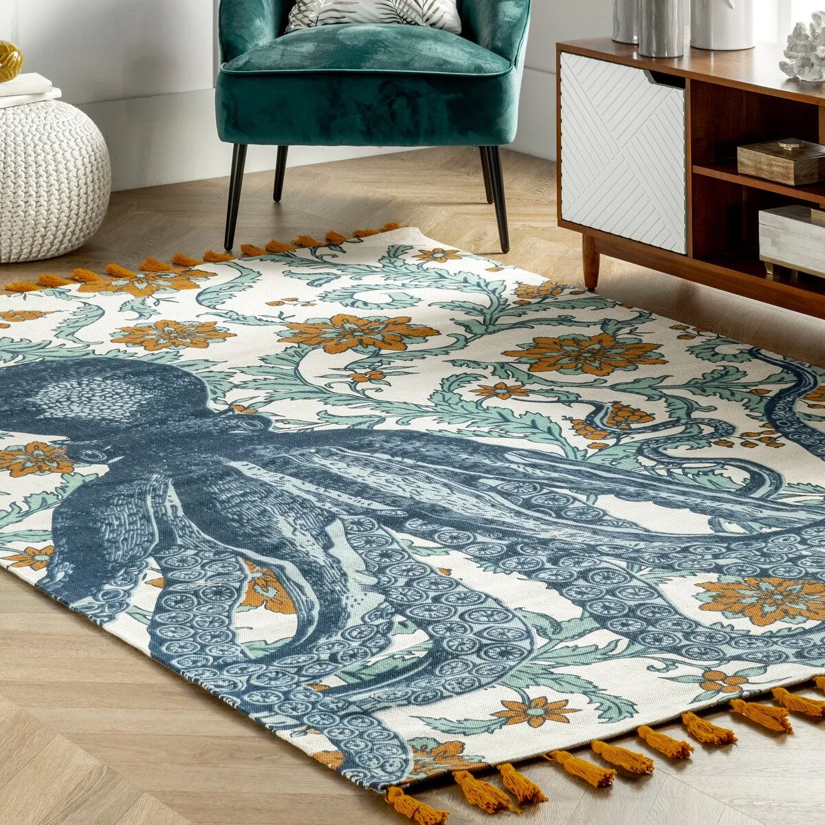 Nuloom Handmade by Thomas Paul Cotton Printed Octopus Area Rug - 2'8 x 12' Runner