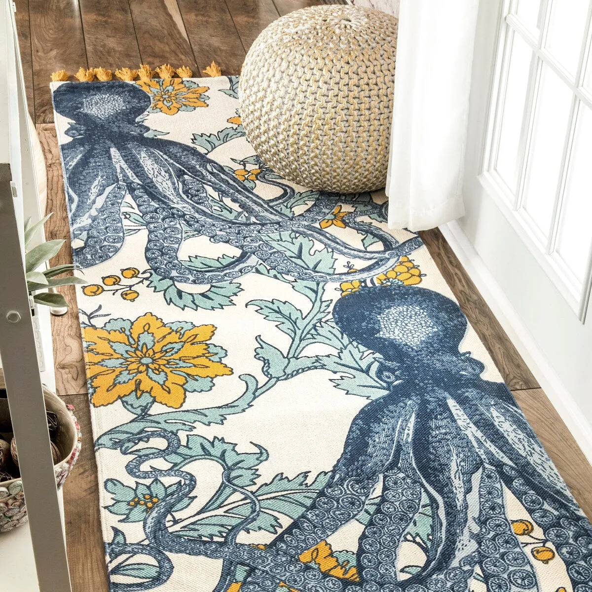 Nuloom Handmade by Thomas Paul Cotton Printed Octopus Area Rug - 2'8 x 12' Runner