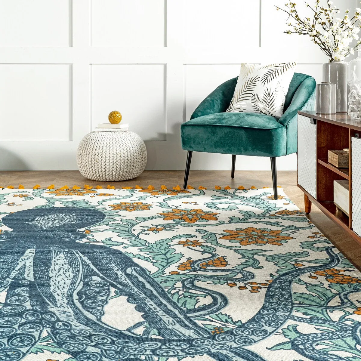 Nuloom Handmade by Thomas Paul Cotton Printed Octopus Area Rug - 2'8 x 12' Runner
