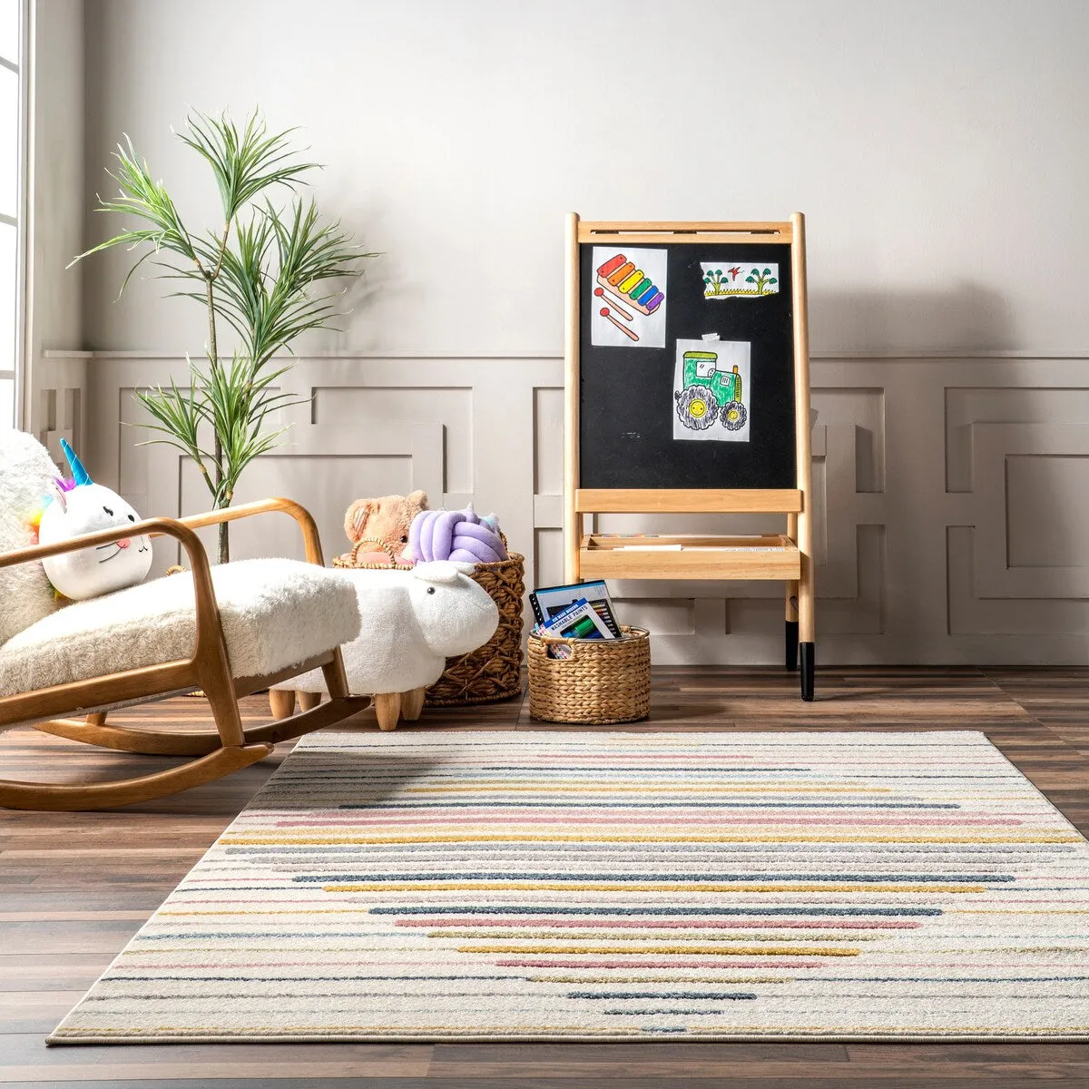 Nuloom Jaelynn Diamond Striped Kids Area Rug