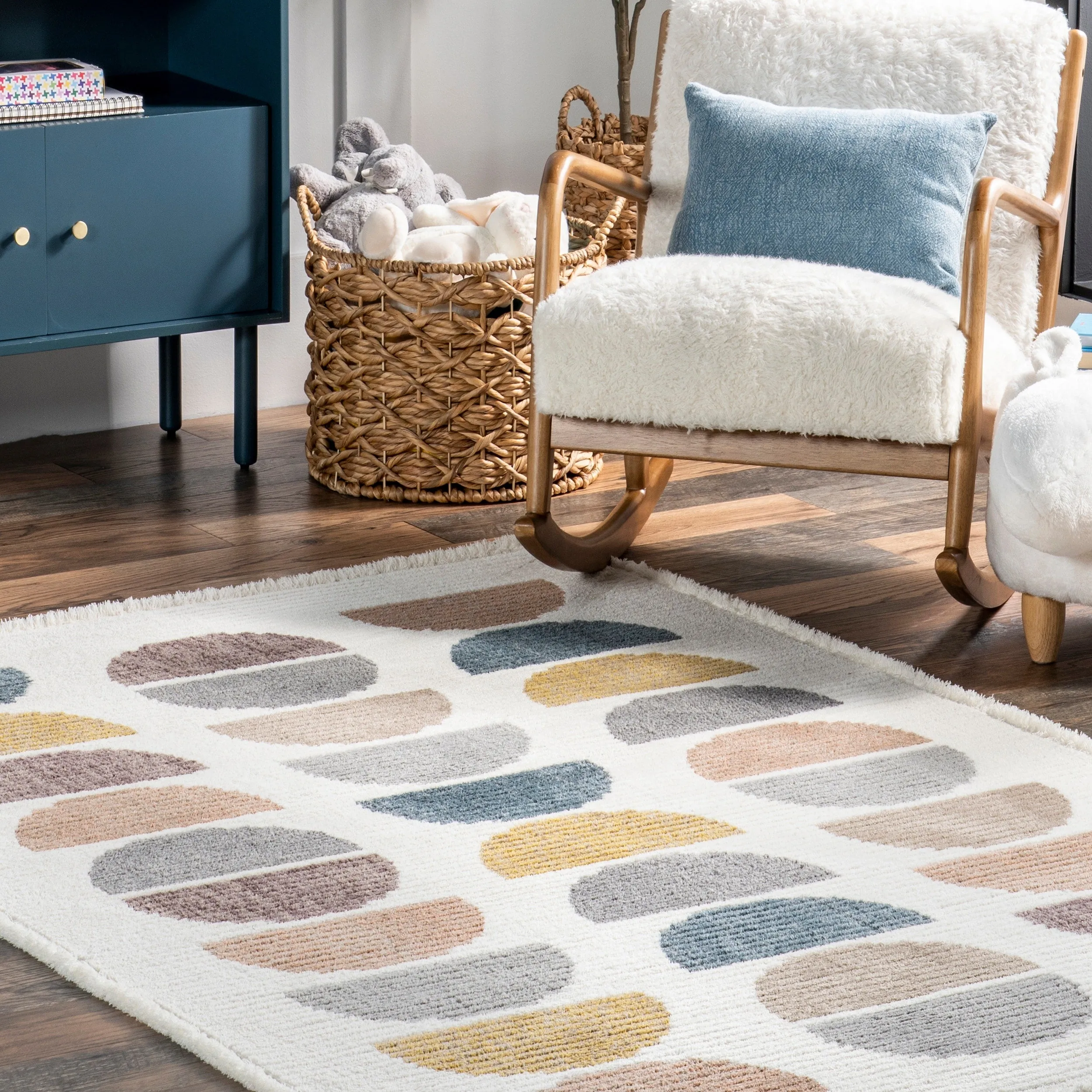 Nuloom Leyla Half Colorful Circles Kids Area Rug