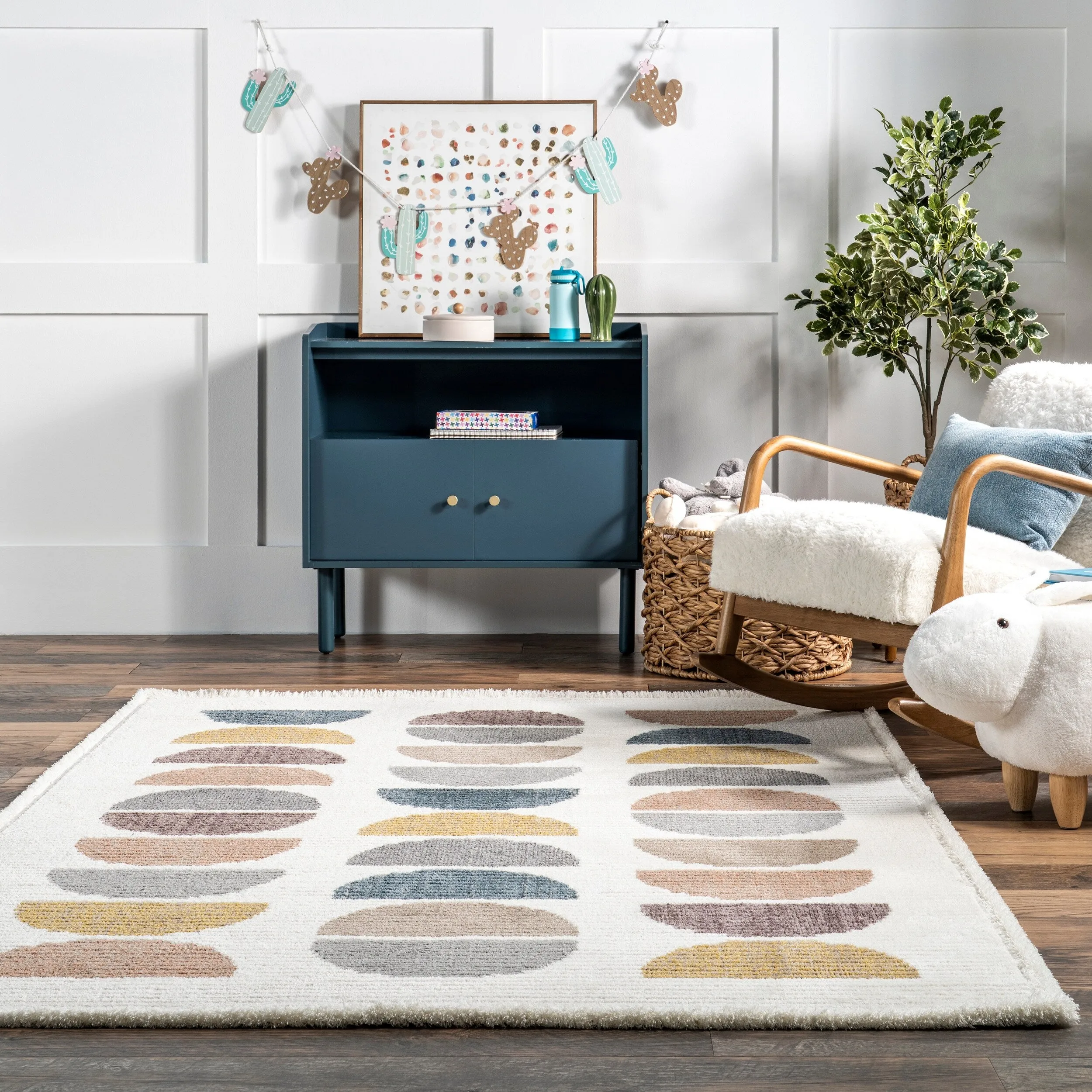 Nuloom Leyla Half Colorful Circles Kids Area Rug
