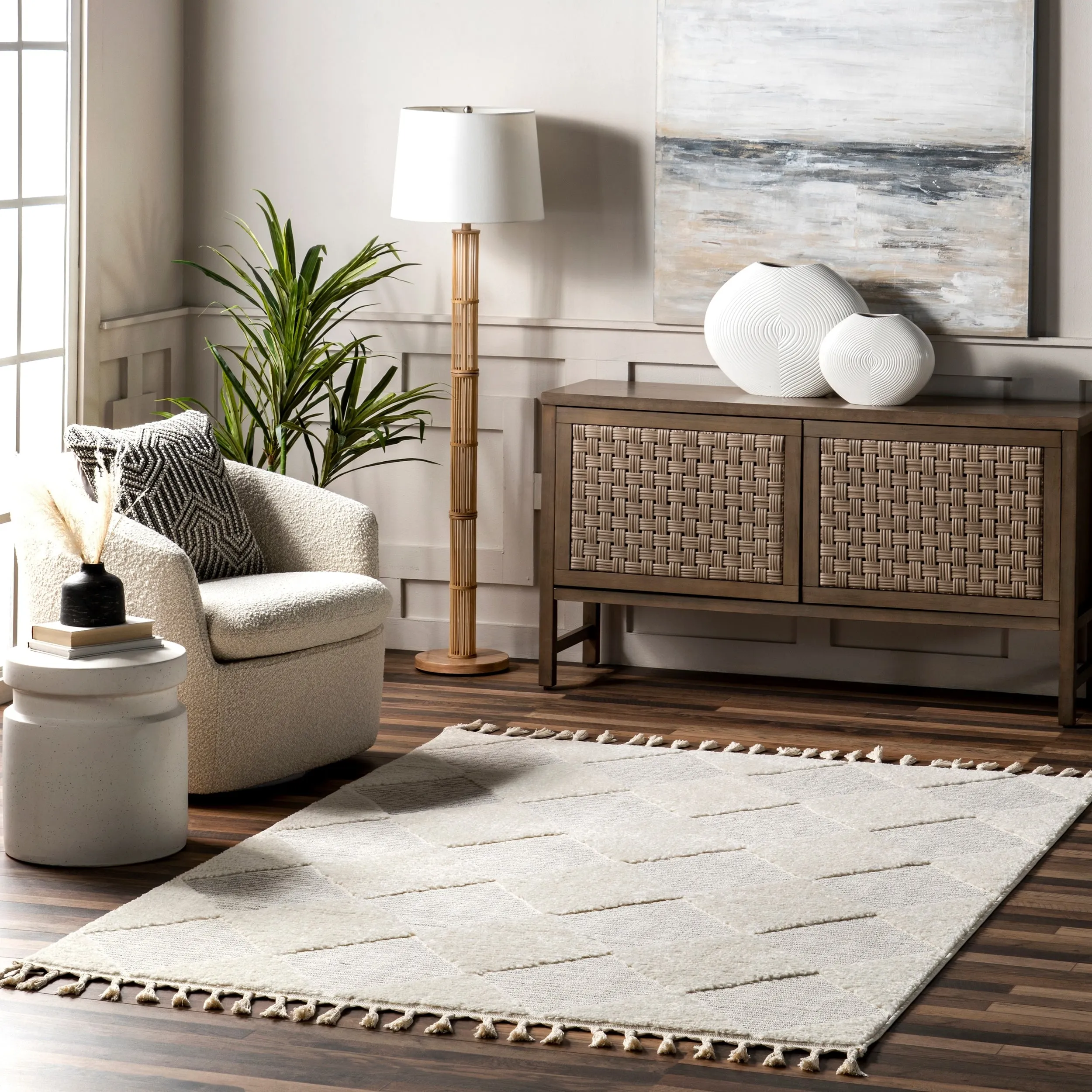 Nuloom Marissa High/Low Diamond Tassel Area Rug