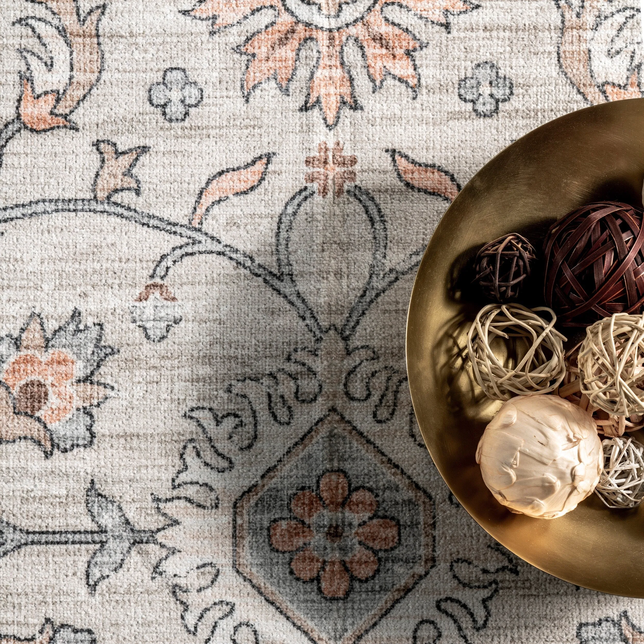 Nuloom Marlena SpinClean Faded Floral Machine Washable Area Rug