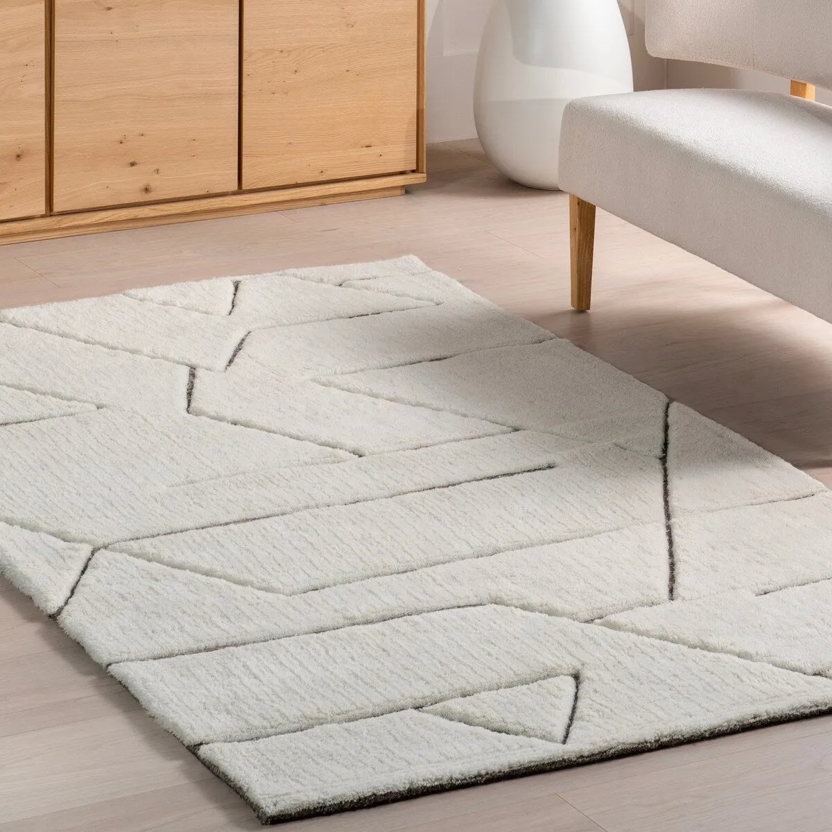 Nuloom Rasima Modern Geometric High-Low Wool Area Rug