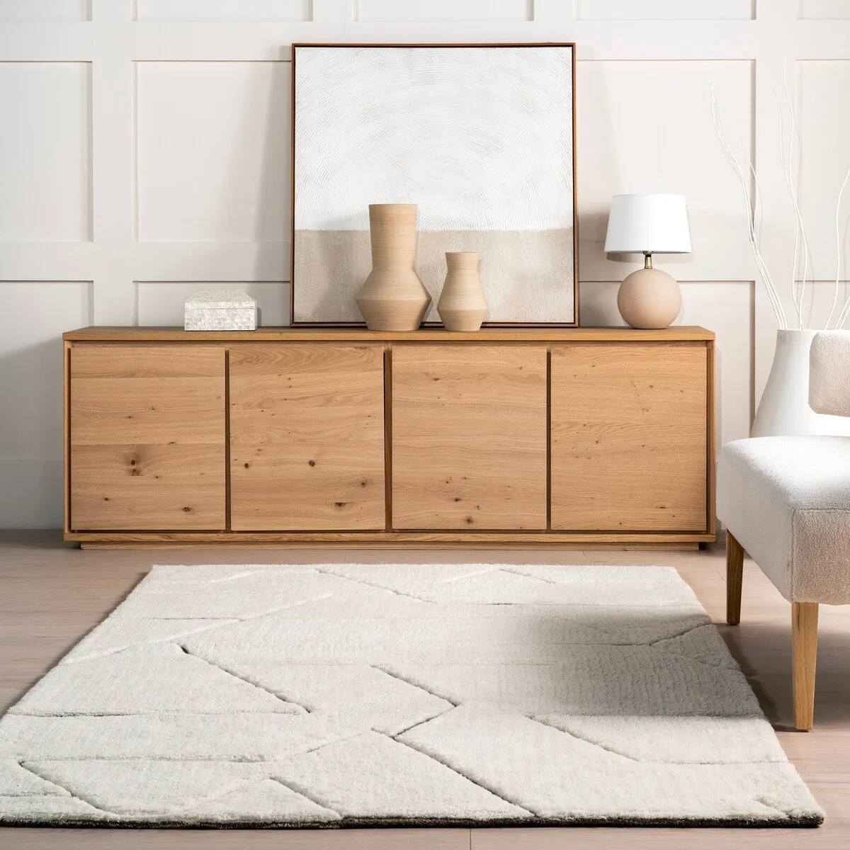 Nuloom Rasima Modern Geometric High-Low Wool Area Rug