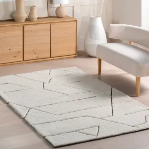 Nuloom Rasima Modern Geometric High-Low Wool Area Rug